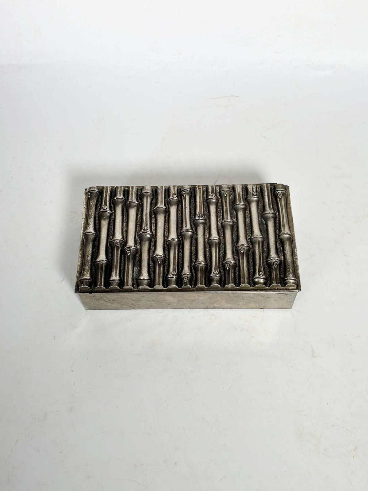 Metal Box In The Style Of Maria Pergay, Bamboo Motif, France. photo for sale