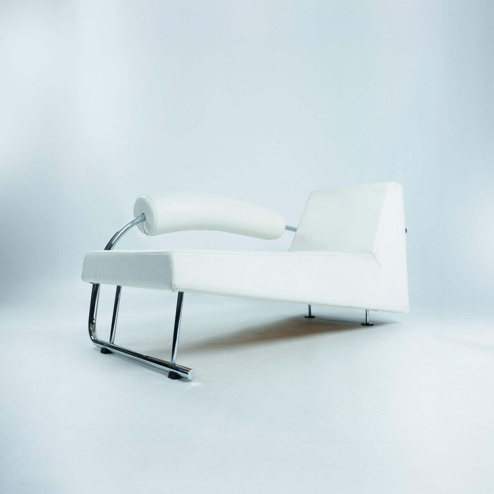 Rob Eckhardt Karel Doorman Chaise Longue White Leather Tubular Steel photo vintage
