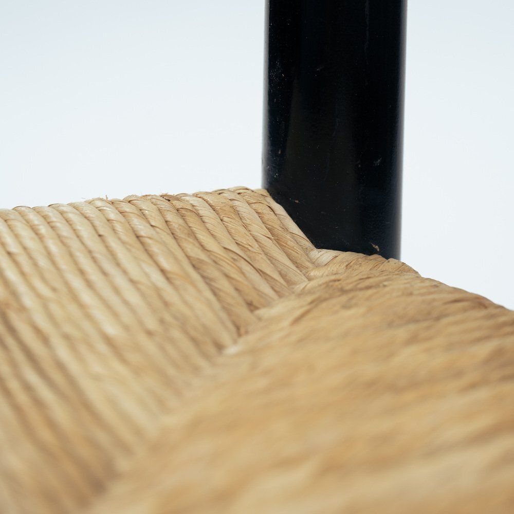 photo for sale Spinetto Dining Chairs In Ebonised Straw By Chiavarine Fratelli, 1950s, Set Of 4