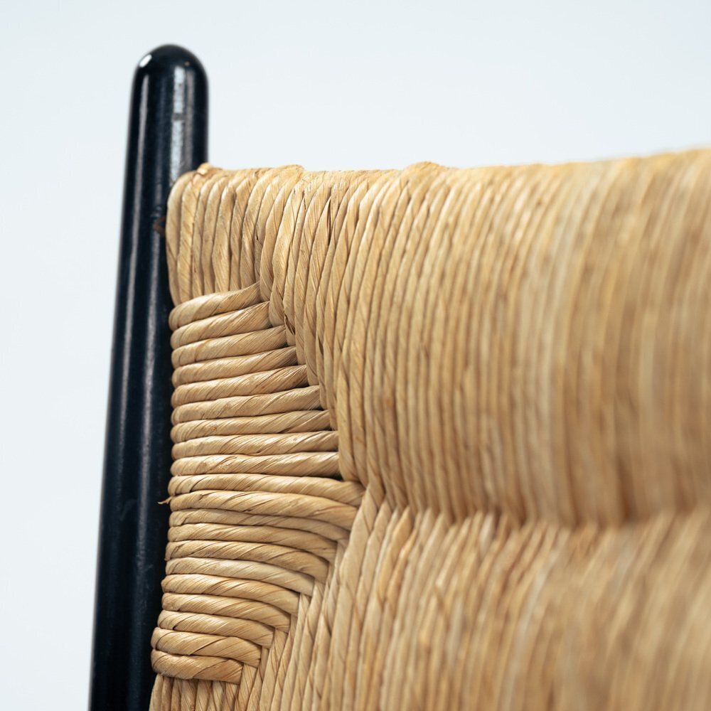 2746.0 Spinetto Dining Chairs In Ebonised Straw By Chiavarine Fratelli, 1950s, Set Of 4 photo