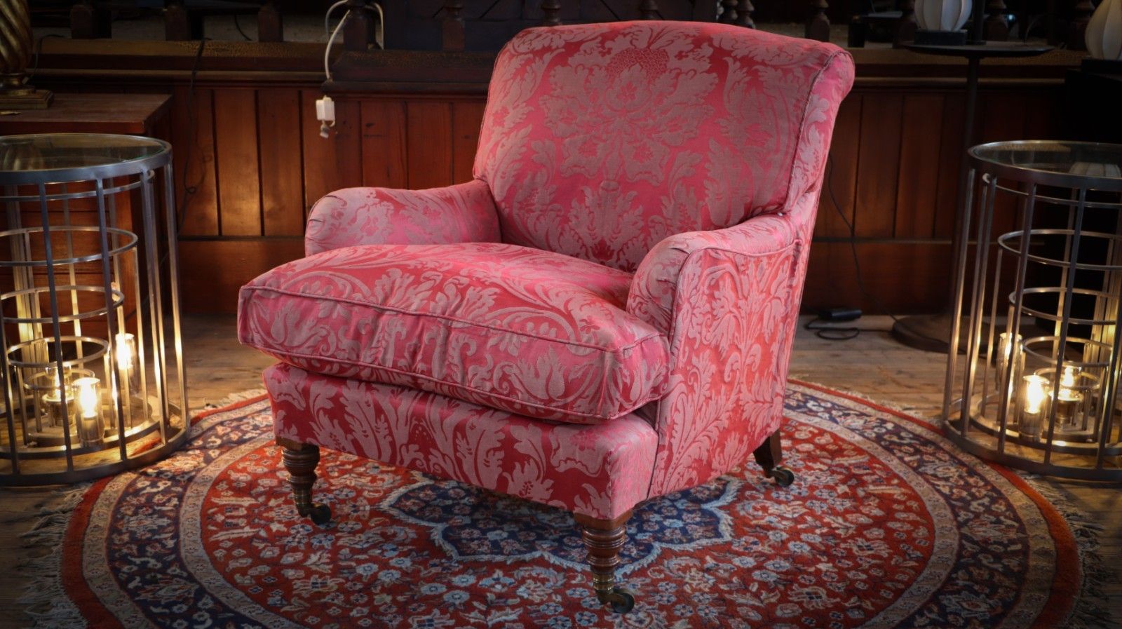 Howard & Sons Bridgewater Armchair In Damask Fabric photo for sale