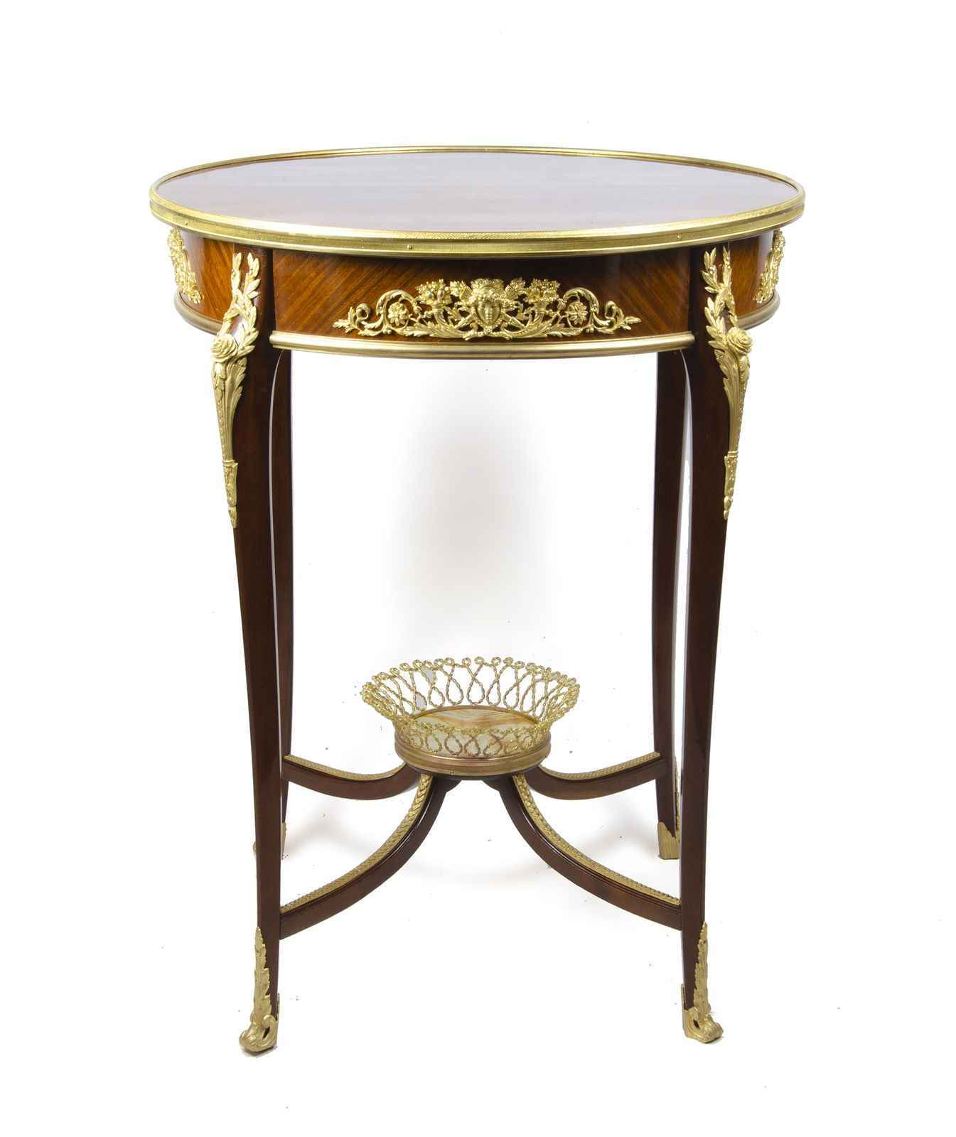 Late 19th Century Louis XV Circular Gueridón Table With Ormolu Accents Attributed To François Linke For Maison Forest, France photo furniture