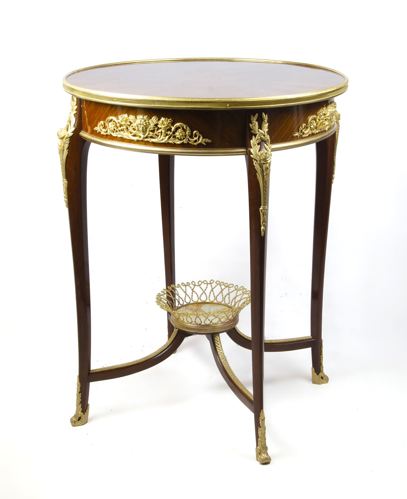 Late 19th Century Louis XV Circular Gueridón Table With Ormolu Accents Attributed To François Linke For Maison Forest, France