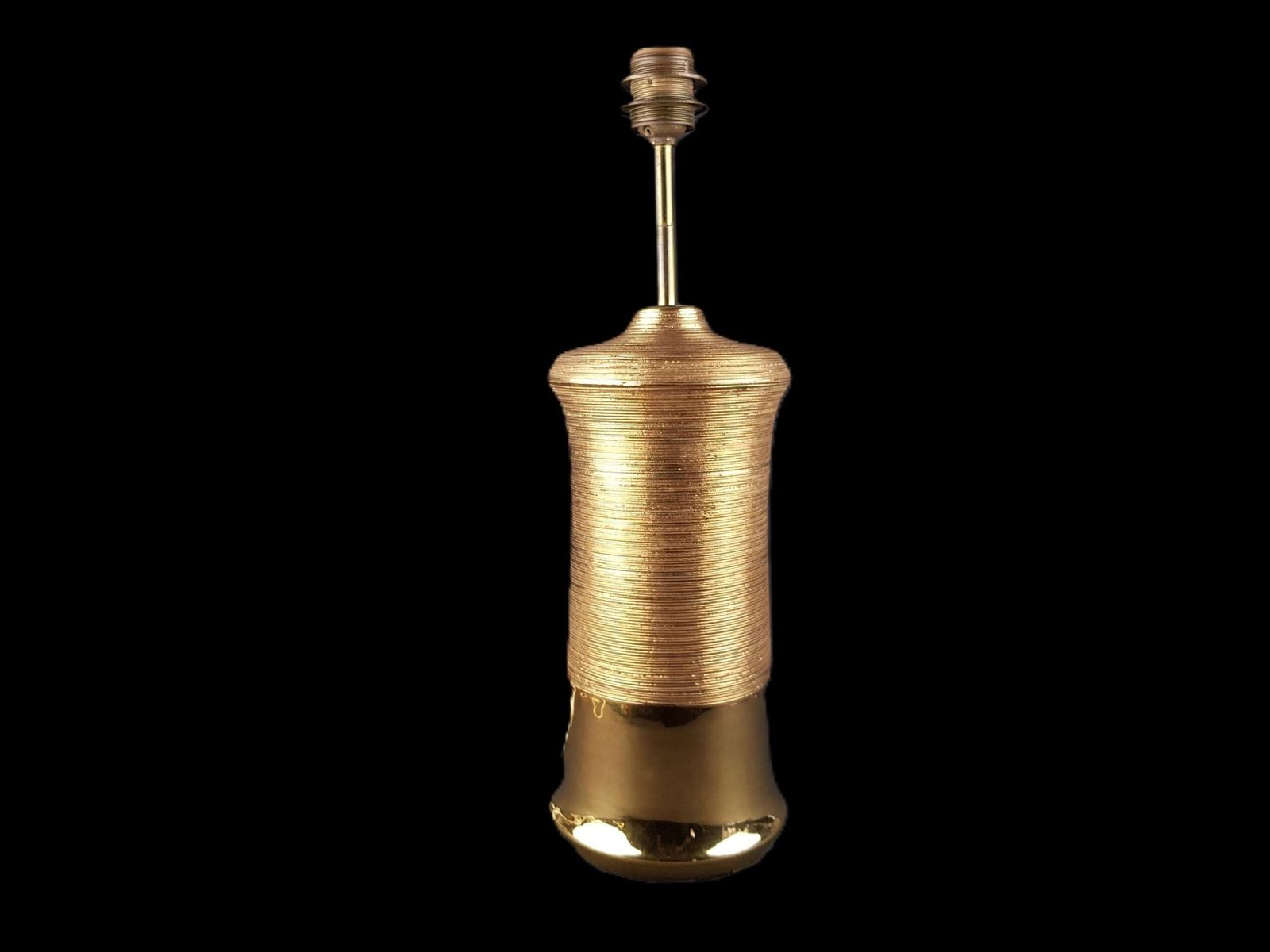Vintage Italian Bitossi For Bergboms Sweden, Ceramic Table Lamp – Gold Glaze – Mid Century Modern – Made In Italy 1960 70