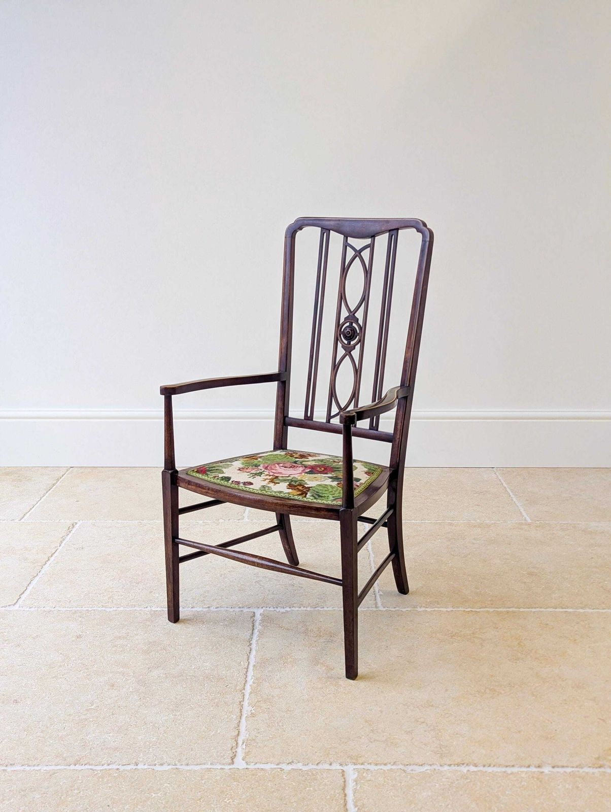 Antique Edwardian Mahogany Elbow Chair C.1910 photo for sale