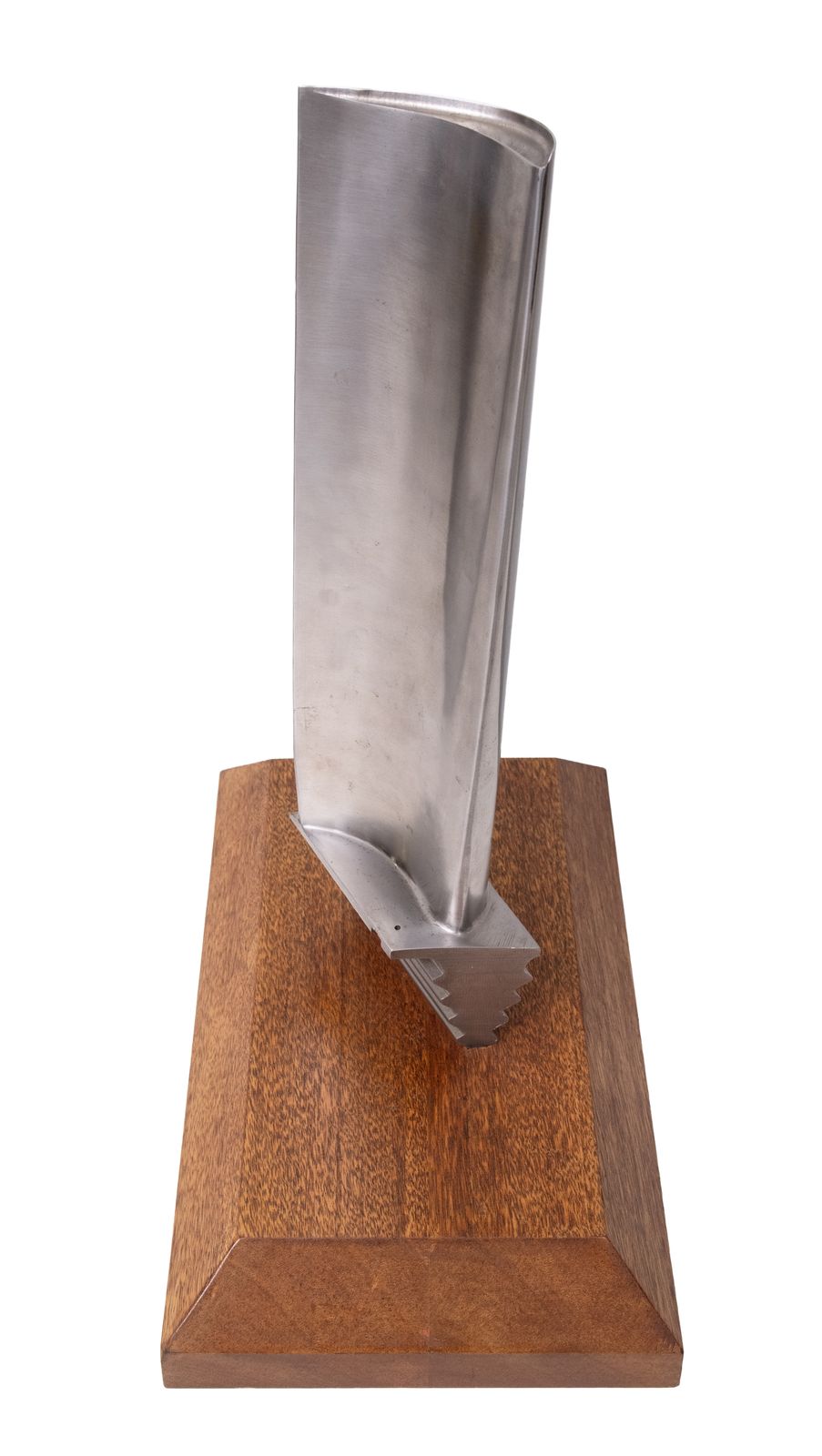 Original Jet Engine Or Turbine Window (Blade) On A Thick Solid Oak Stand . photo 1000.0