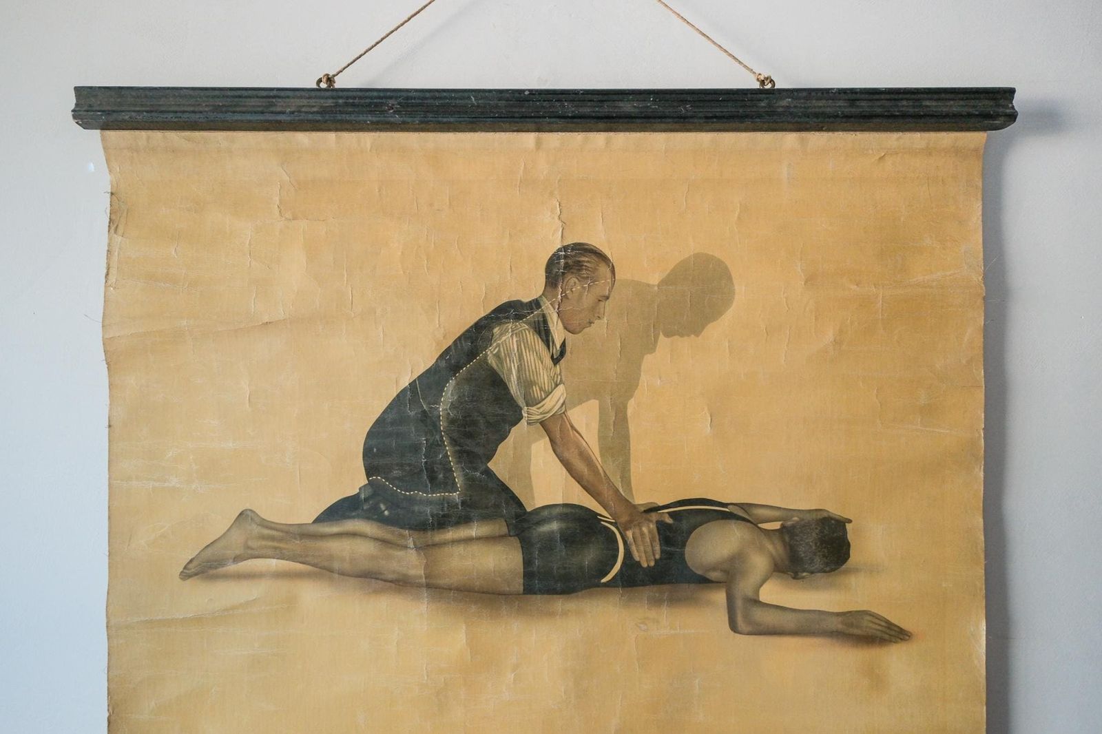 Original Anatomical Vintage British School Wall Chart Resuscitation First Aid Anatomy Beautiful Rare Teck St John's Ambulance photo for sale