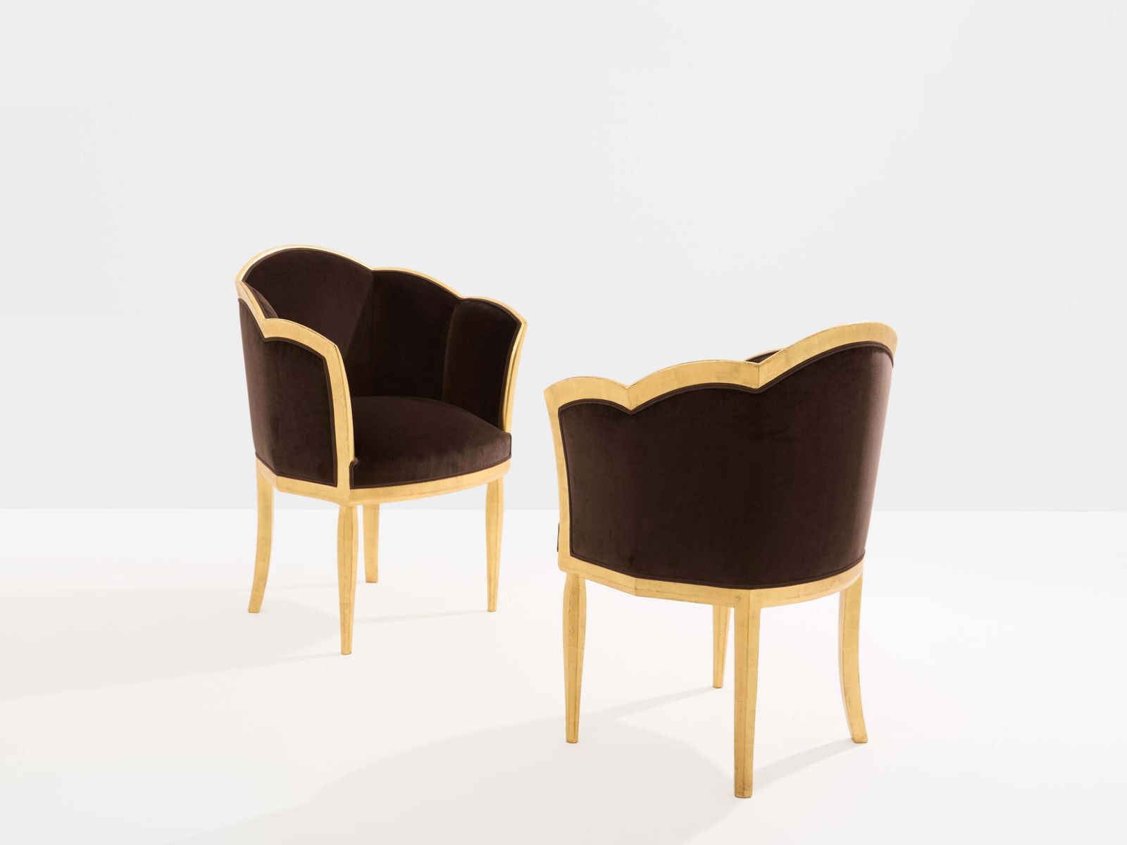 Fauteuils Clématite en bois doré et velours brun, par Maurice Dufrène, vers 1925 photo Mobilier