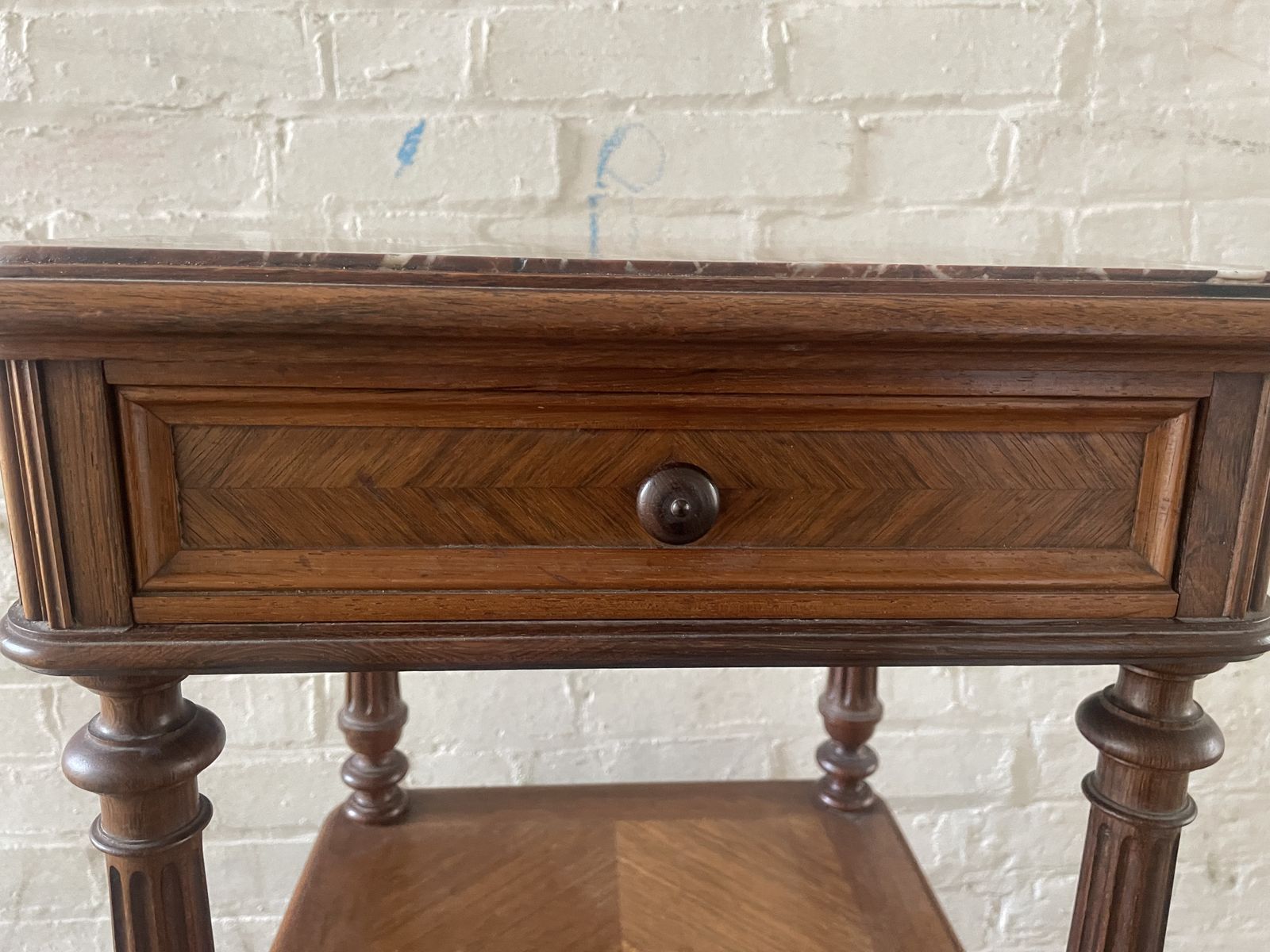 Antique French Walnut And Rouge Marble  Bedside Cabinet photo buy