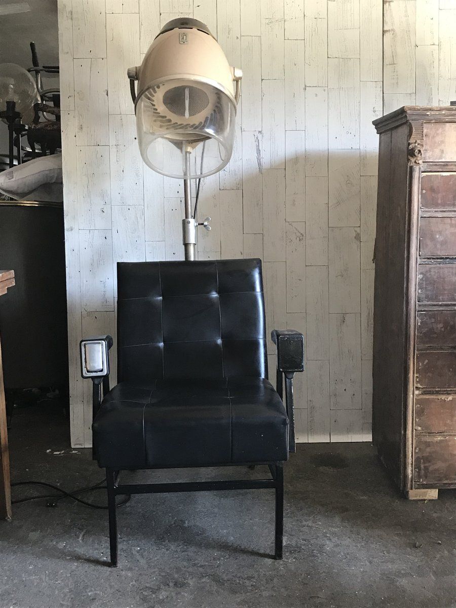 Mid Century Leather & Metal Hairdresser's Swivel Chair, 1960