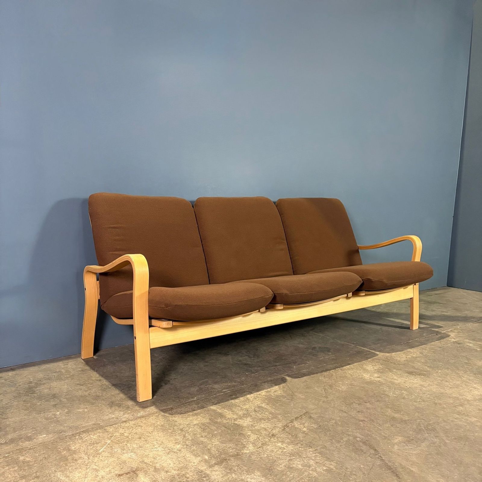 Mid Century Three Seater Brown Sofa By Yngve Ekström For Swedese Retro Mcm photo 695.0