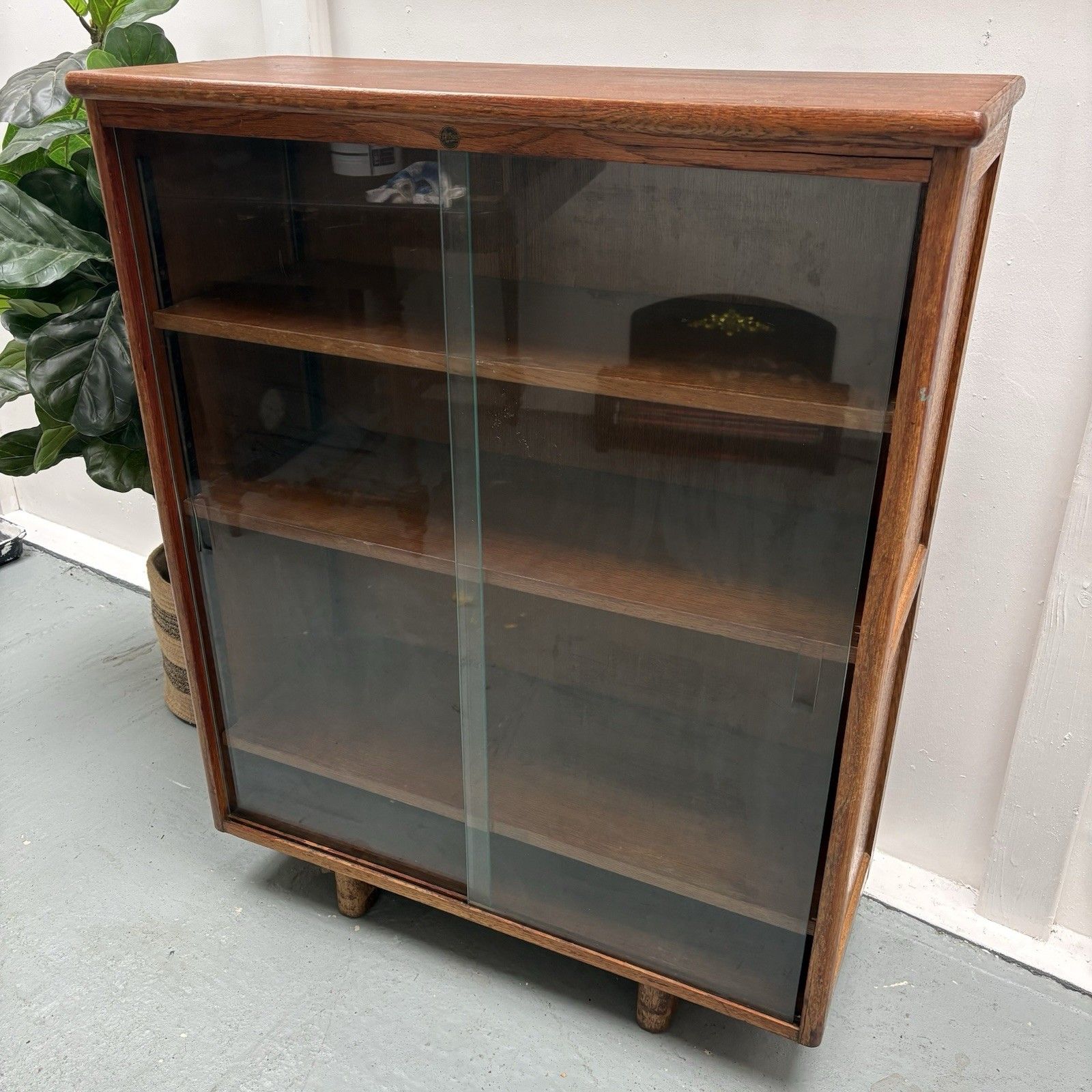 1930s British Astrola A.C Co Ltd  Industrial School Sliding Glass Door Bookcase photo vinterior