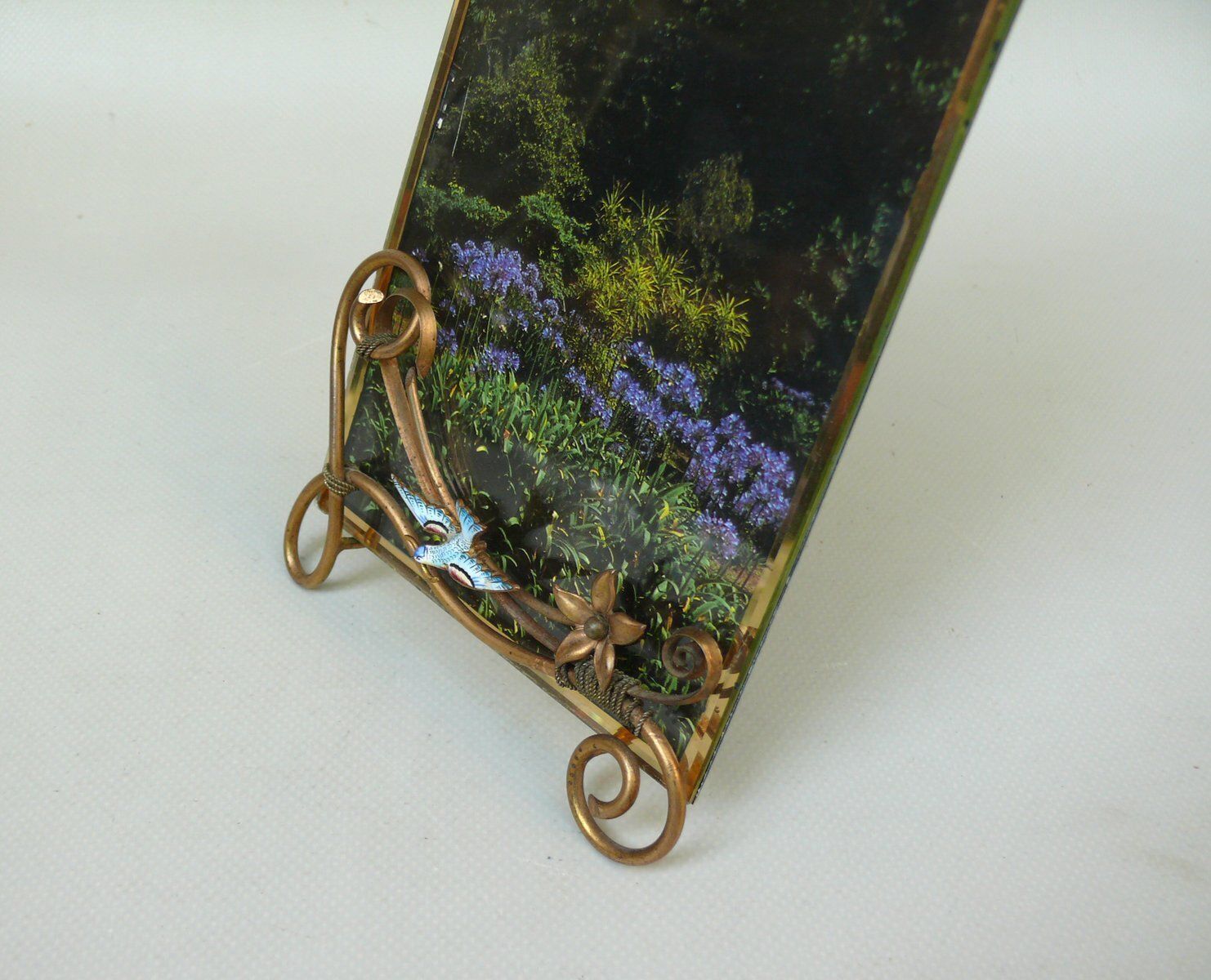 Art Nouveau Picture Frame With Seagull In Brass And Enamel, D.R.G.M, Germany photo furniture