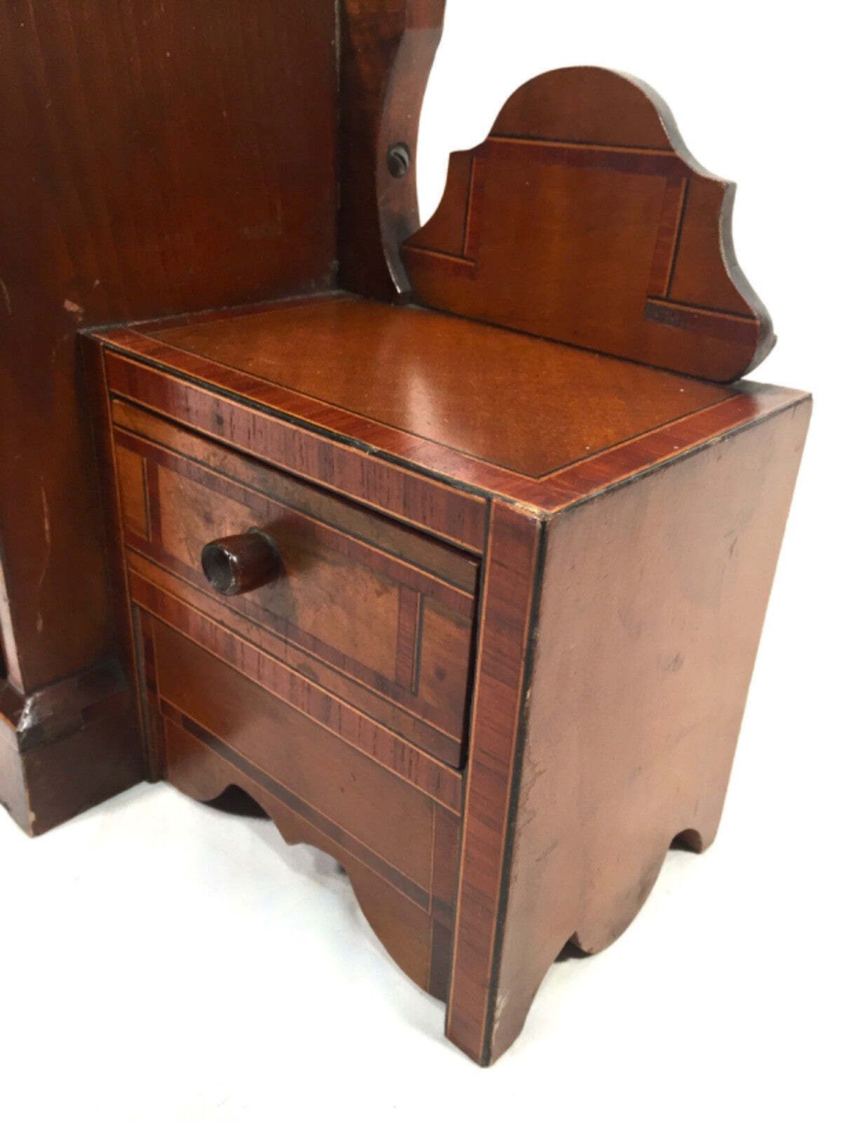 Antique Apprentice Furniture Tabletop Cabinet Drawers & Mirror Jewellery Box photo vintage