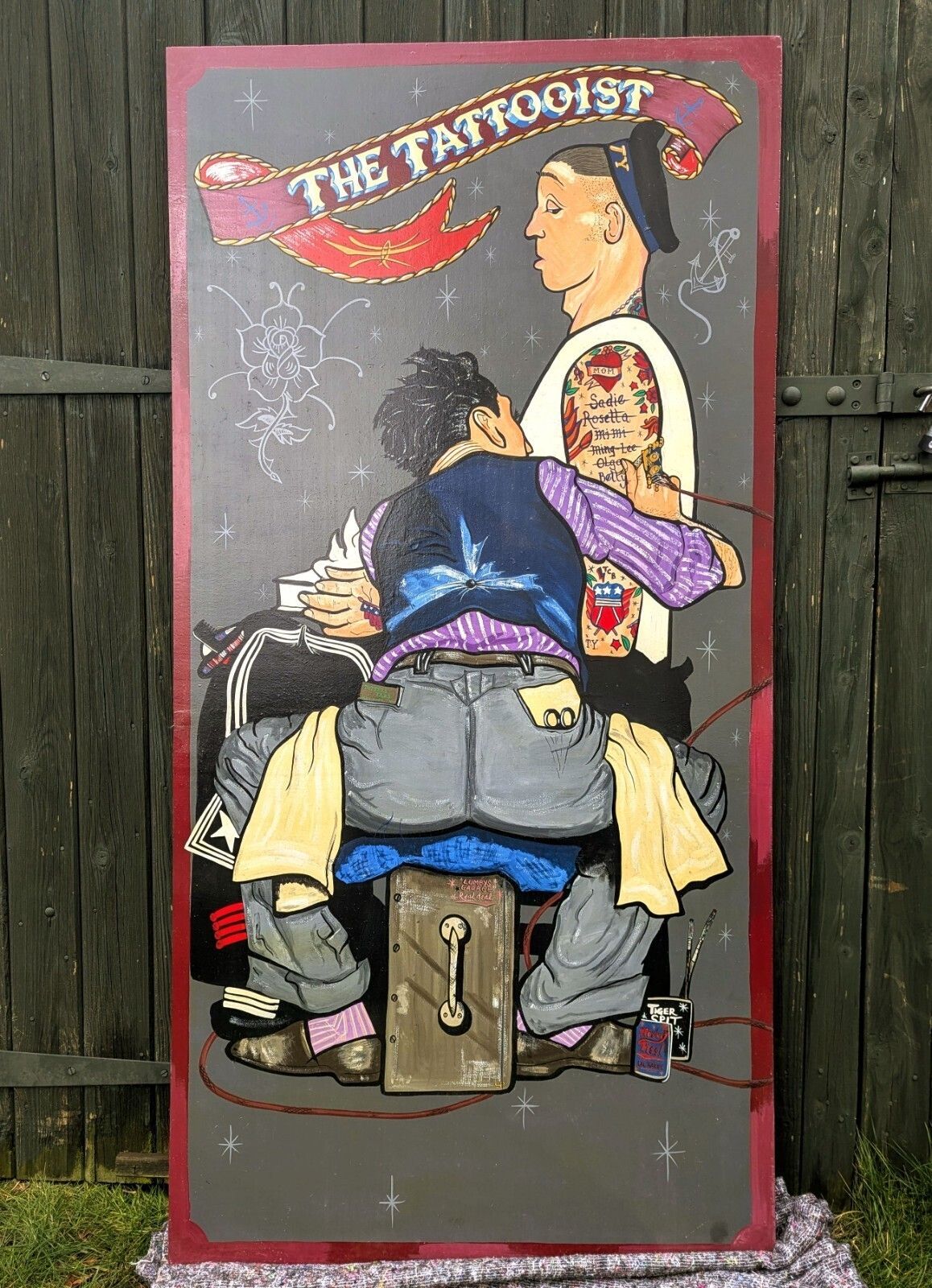 Vintage Huge Tattooist For Sailer Hand Painted Sign   Delivery Available 0268.
