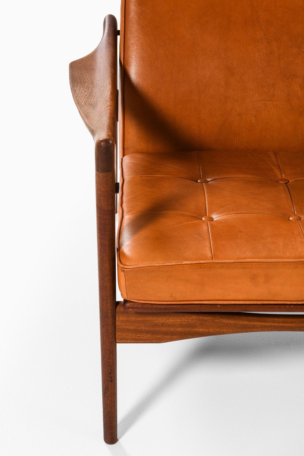 Set Of 2 Easy Chairs Leather And Teak By Ib Kofod Larsen, 1960s photo for sale