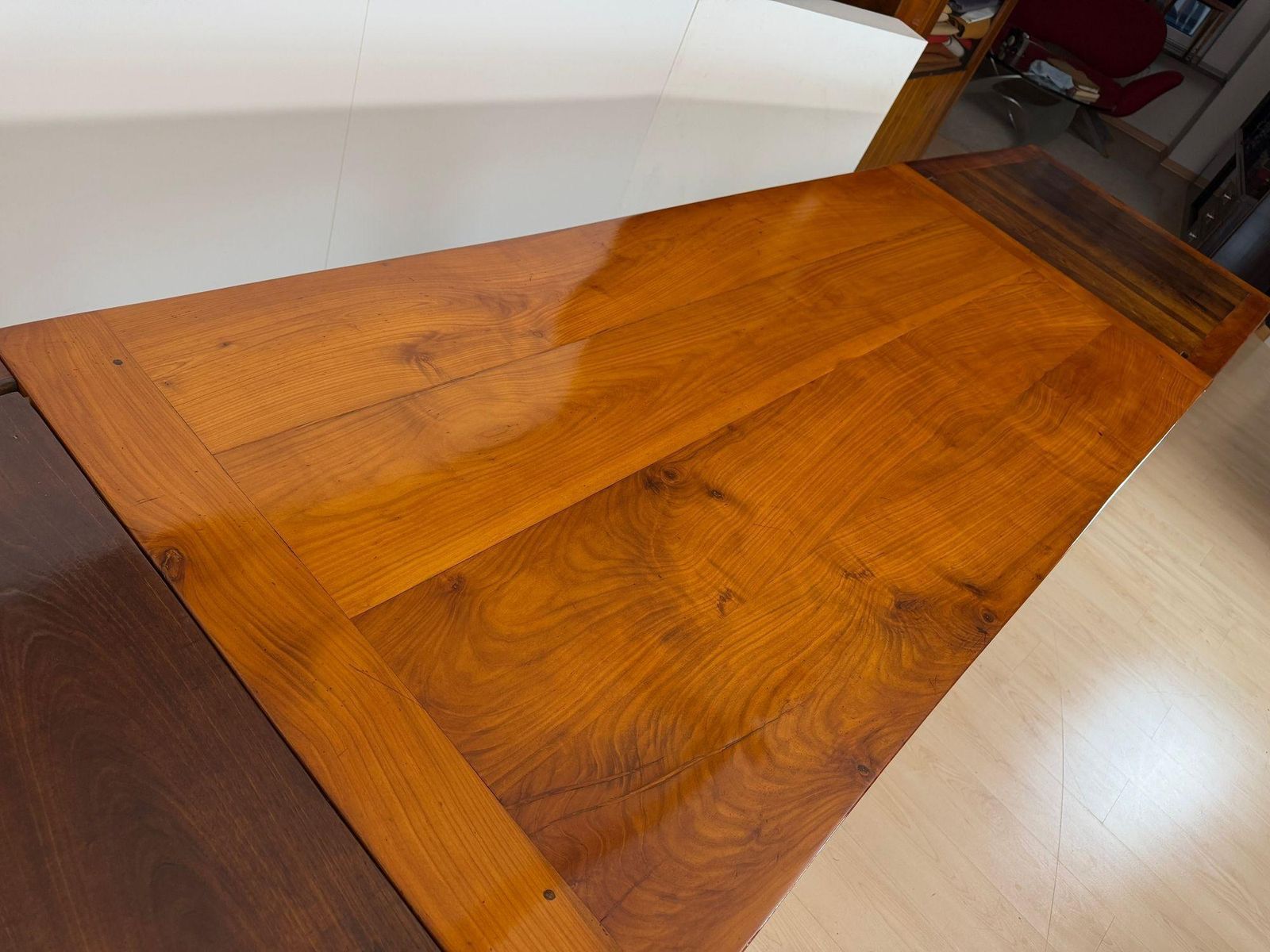 Biedermeier Expandable Table, Cherry Wood, Chestnut, France, Circa 1820 photo vintage