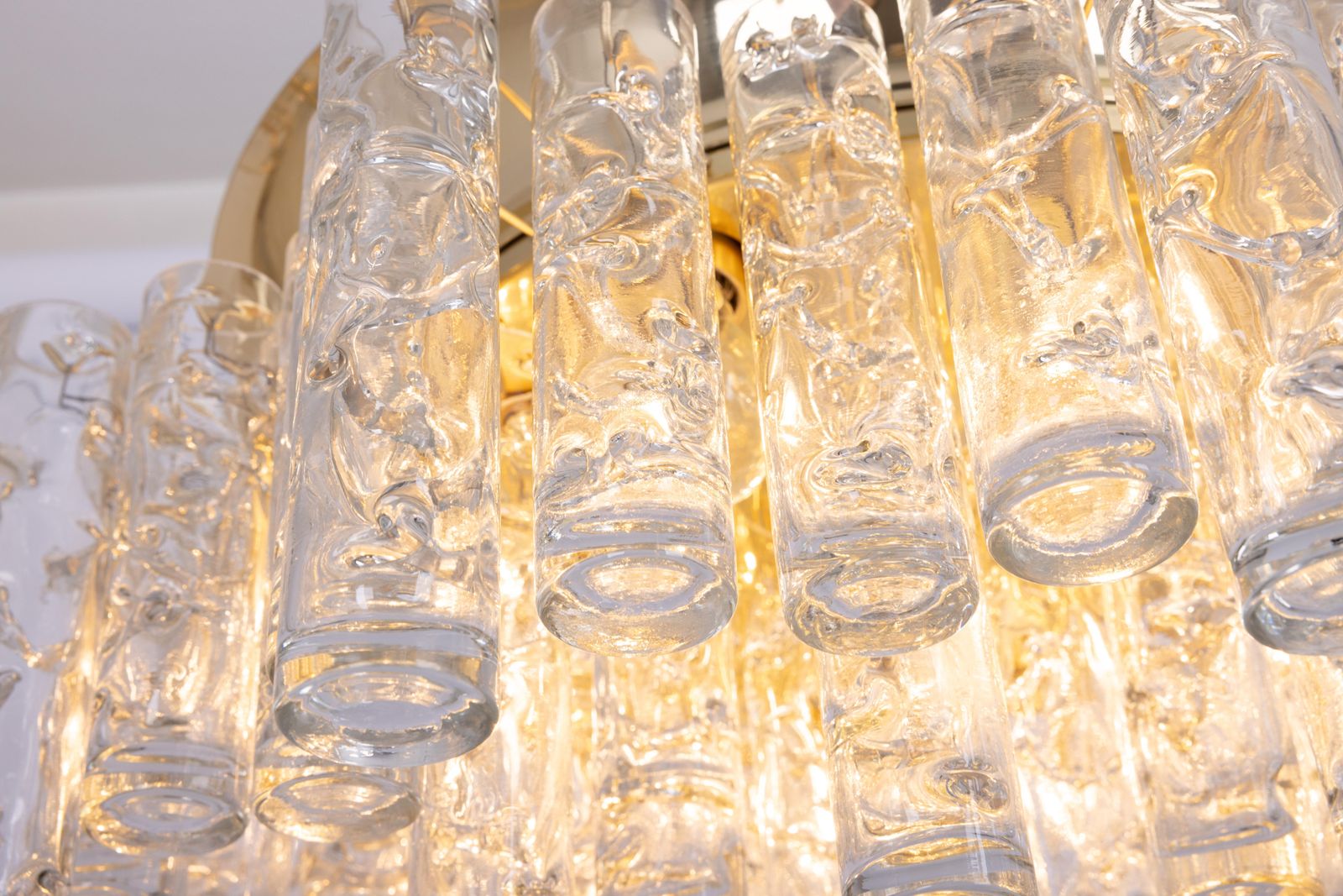 photo furniture Stunning Large Murano Glass Tubes Flushmount Brass By Doria, Germany, 1960s
