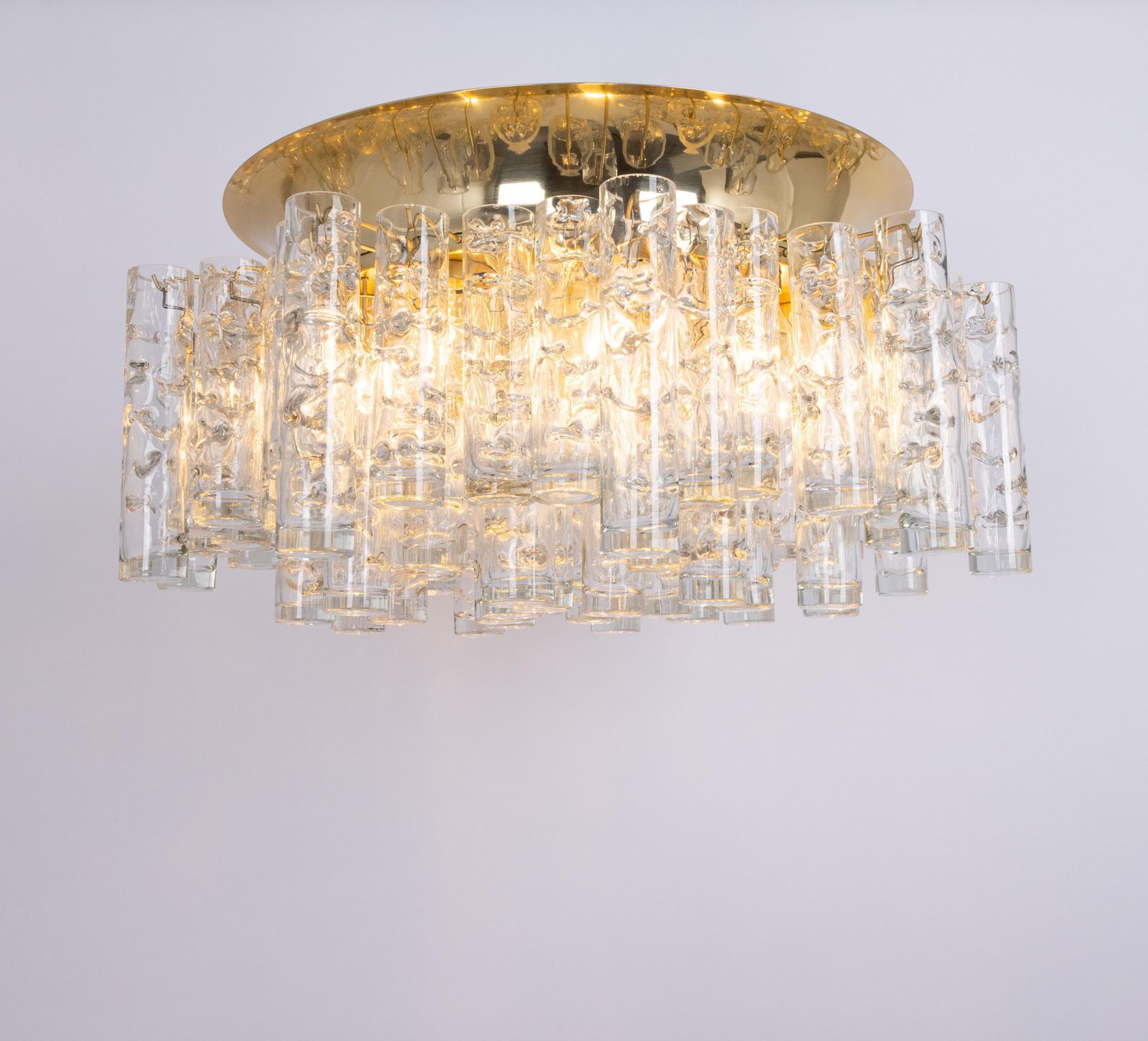 Lighting Stunning Large Murano Glass Tubes Flushmount Brass By Doria, Germany, 1960s photo
