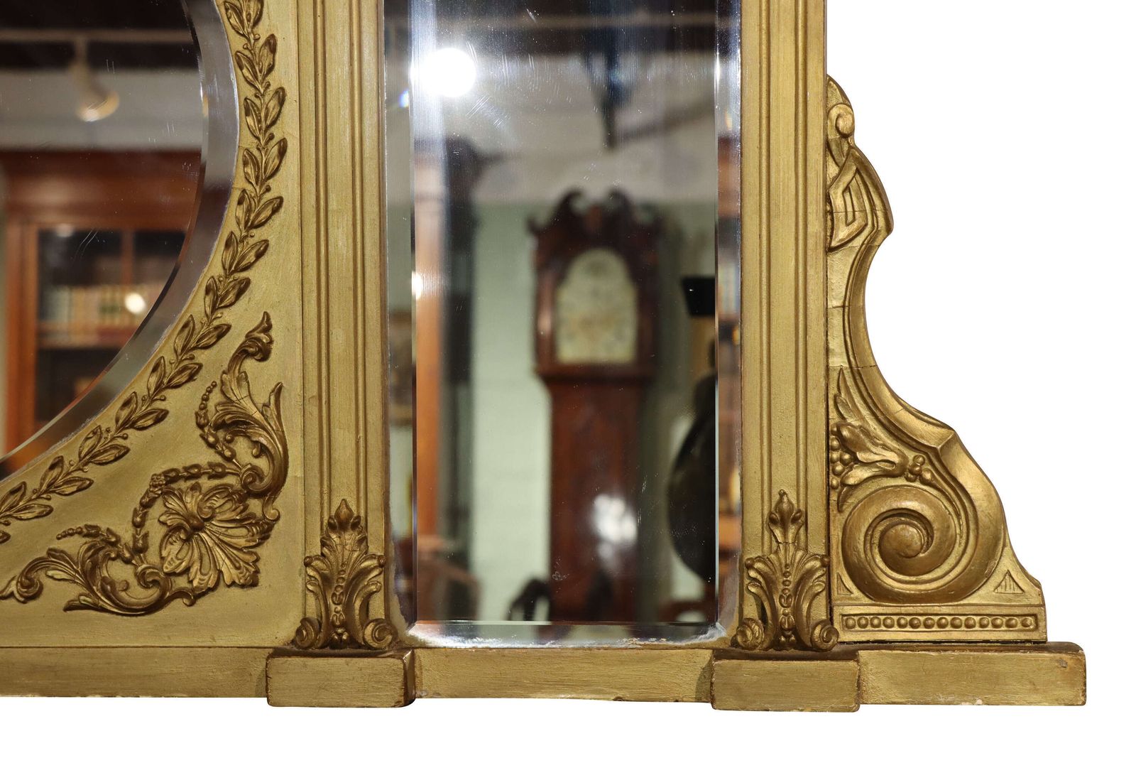 Fine Regency Gilt Overmantel Mirror With Laurel Wreath And Griffin Frieze, Circa 1830 photo for sale