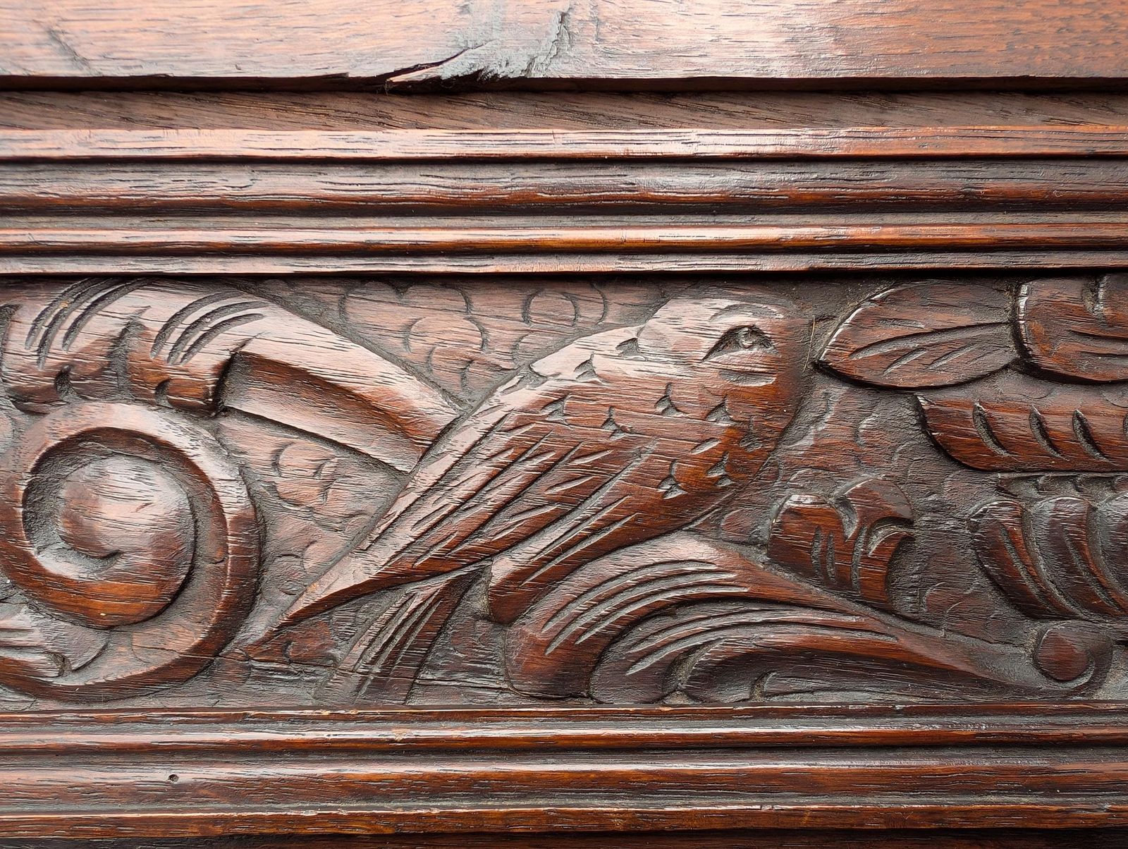 Antique 19th Century Renaissance Revival Carved Oak Wall Coat Rack photo buy