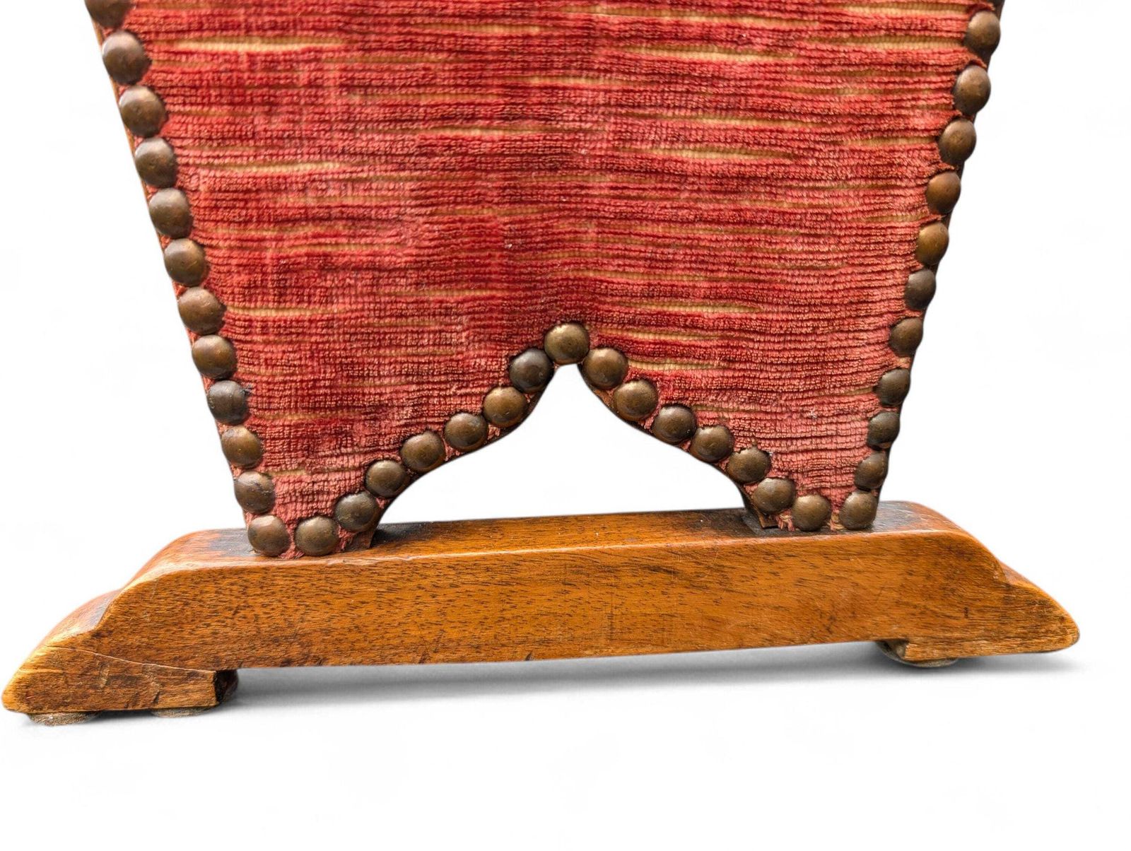 photo for sale English Arts & Crafts Magazine Rack With Leather Panels And Heart Cutouts