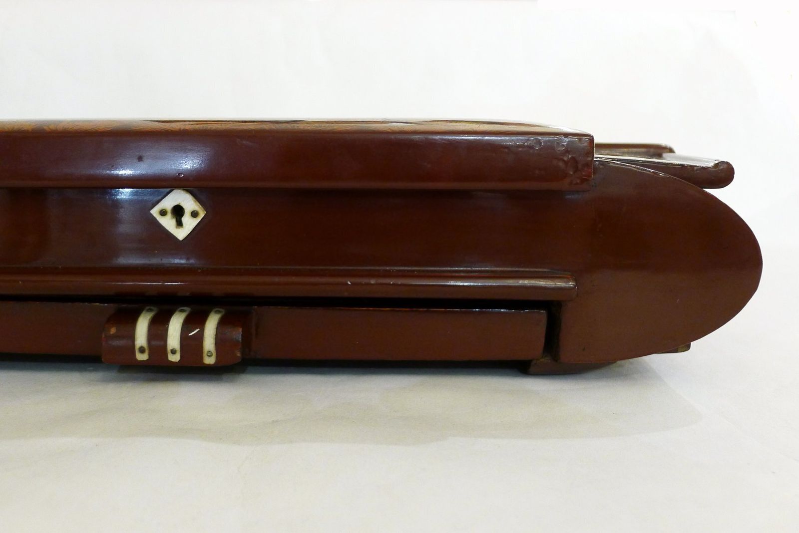 Large Mid Century Lacquered Wooden Jewelry Box With Fish, Asia, 1950s photo buy