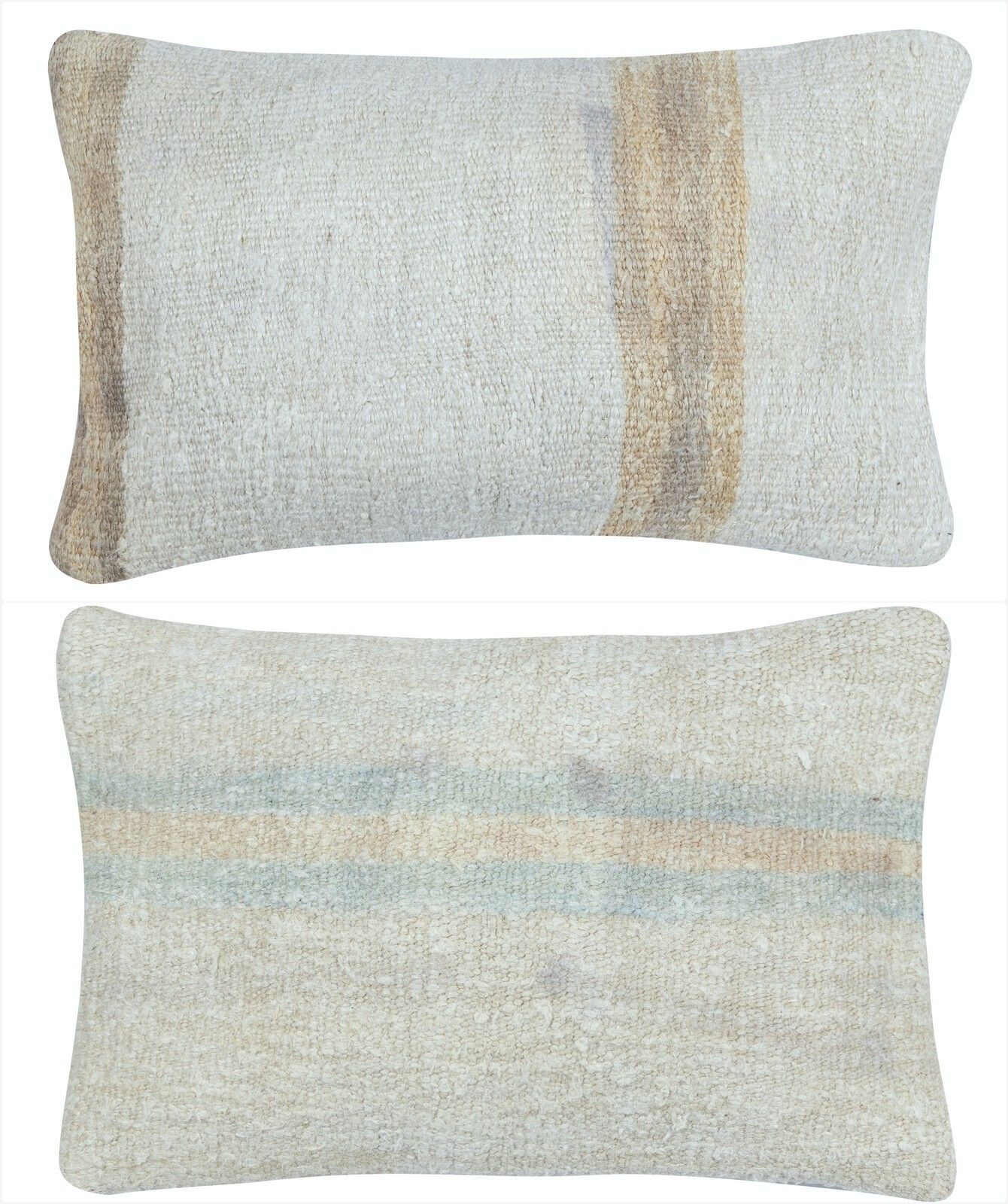 12"X20" Set Of 2   Handwoven Kilim Cushion Covers. A Pair Of Lumbar Pillows