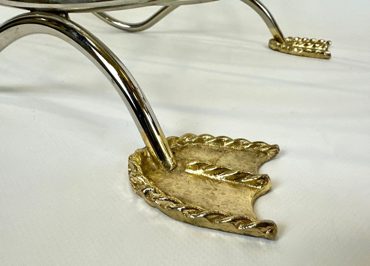 Regency Swan Chrome And Brass Magazine Rack, 1970s photo 414.0