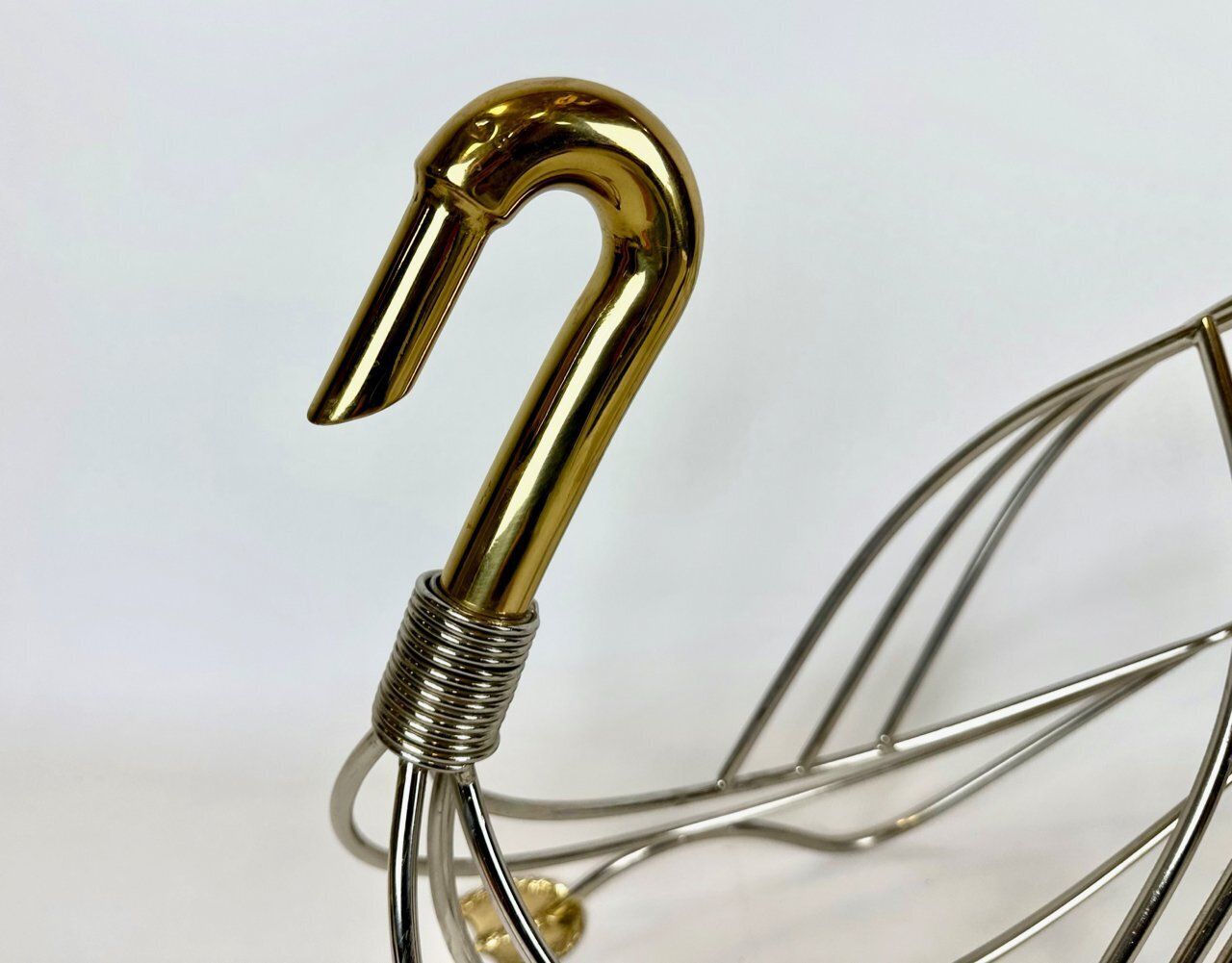 Regency Swan Chrome And Brass Magazine Rack, 1970s photo vintage