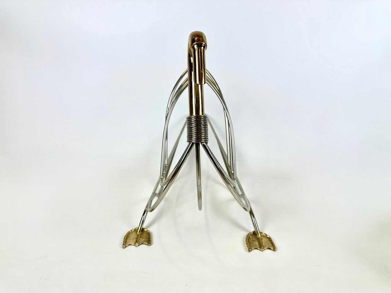 photo furniture Regency Swan Chrome And Brass Magazine Rack, 1970s