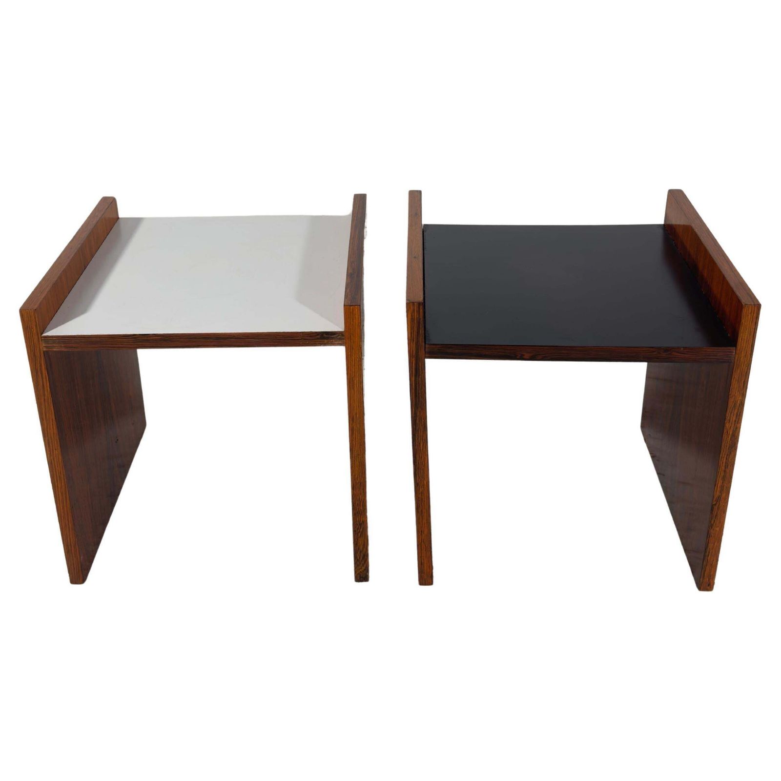 Alfred Hendrickx Set Of Two Night Of Side Tables With Black And White Top photo vinterior