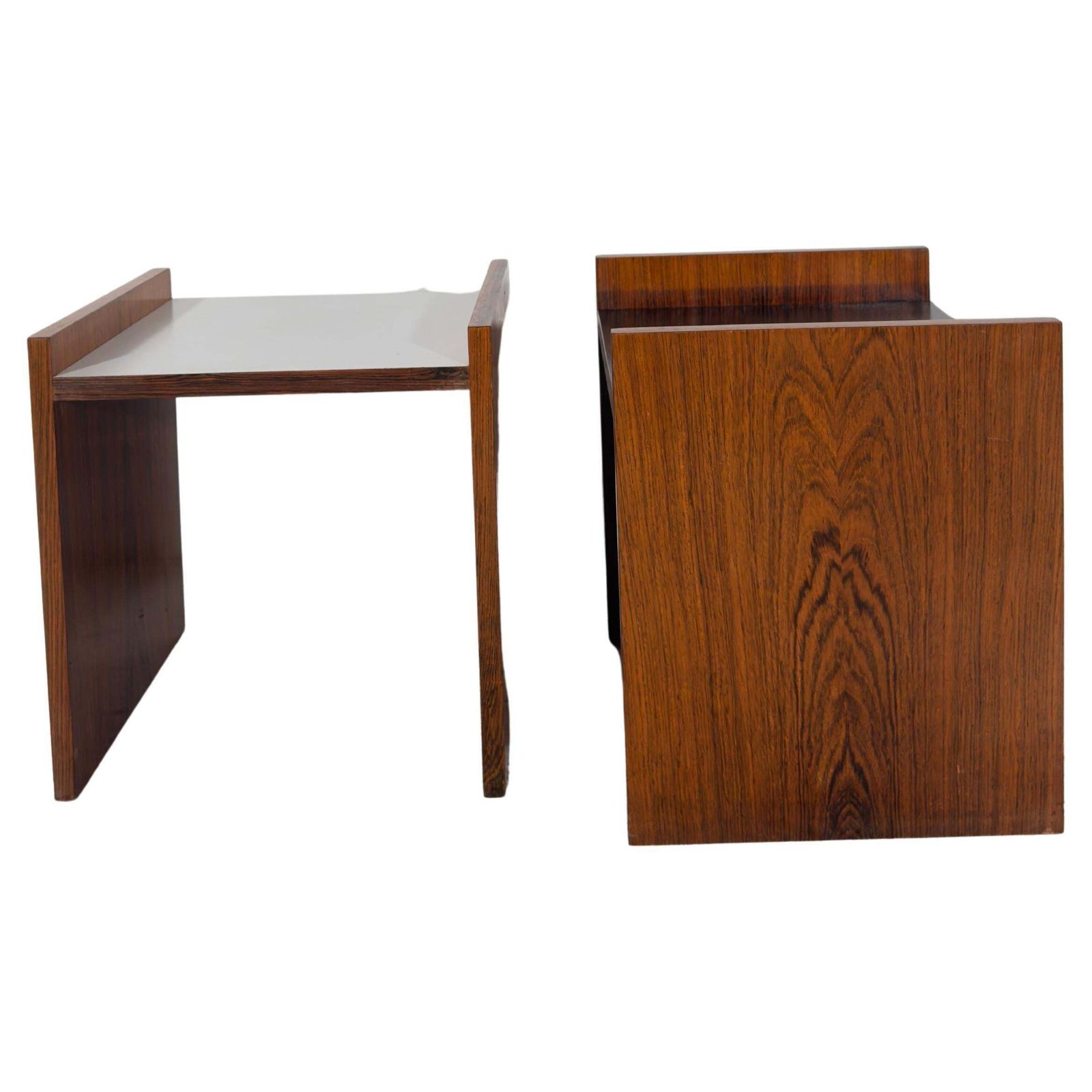 Alfred Hendrickx Set Of Two Night Of Side Tables With Black And White Top photo vintage