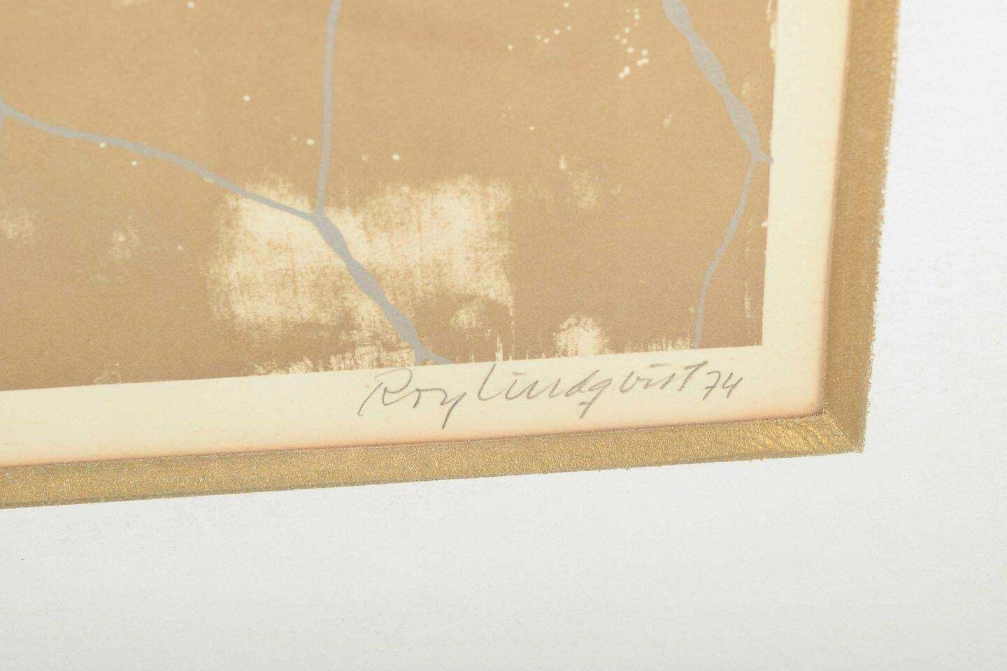 Roy Lindqvist. Color Lithograph On Paper. Composition With Nude Woman. photo Art