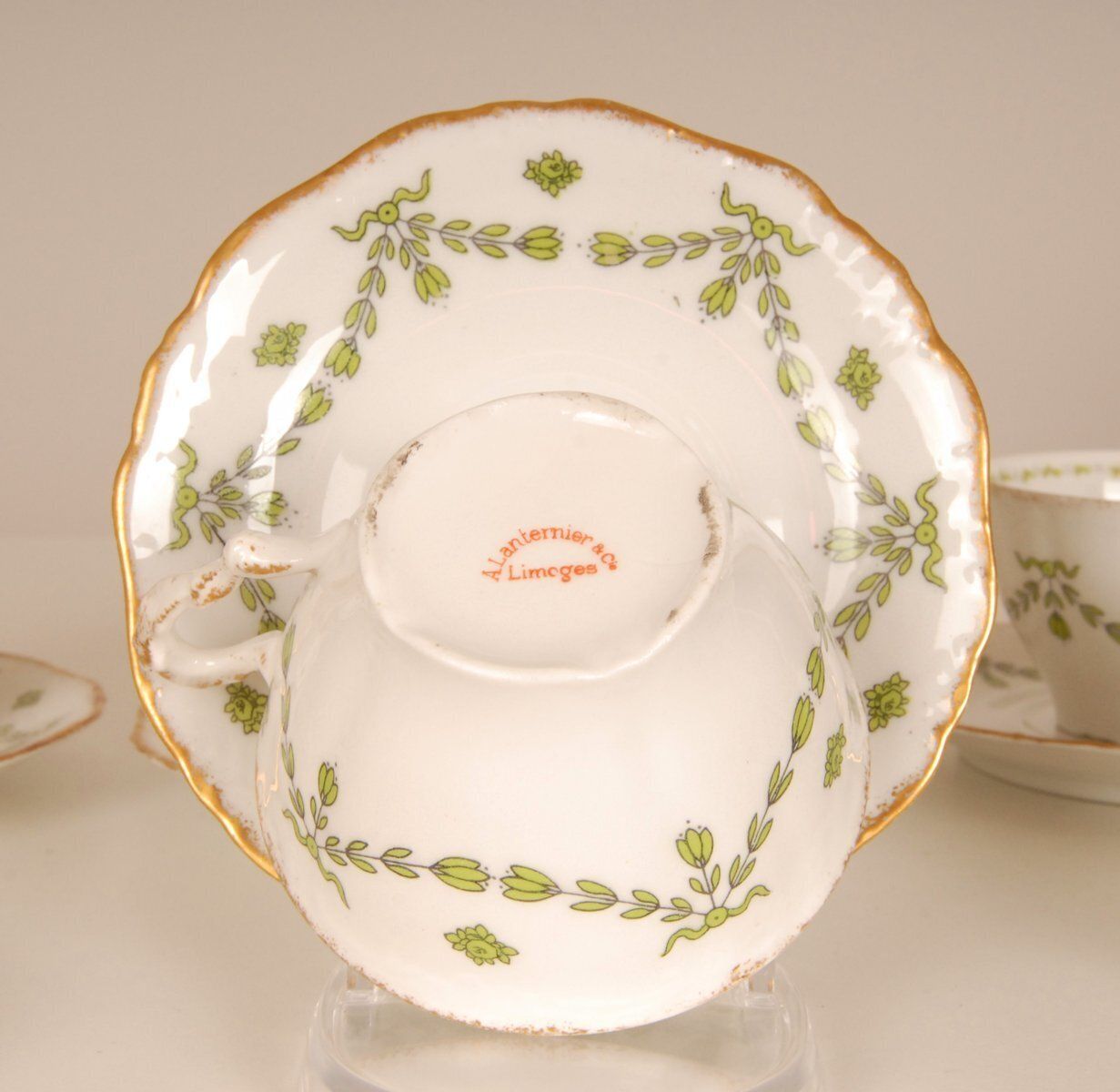 Art Nouveau French Limoges Porcelain Tea Set From A. Lanternier, 1890s, Set Of 15 photo furniture