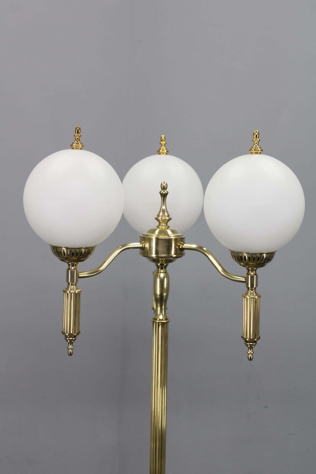 1970s Czechoslovak Floor Lamp In Brass With Milky Glass Shades photo Lighting