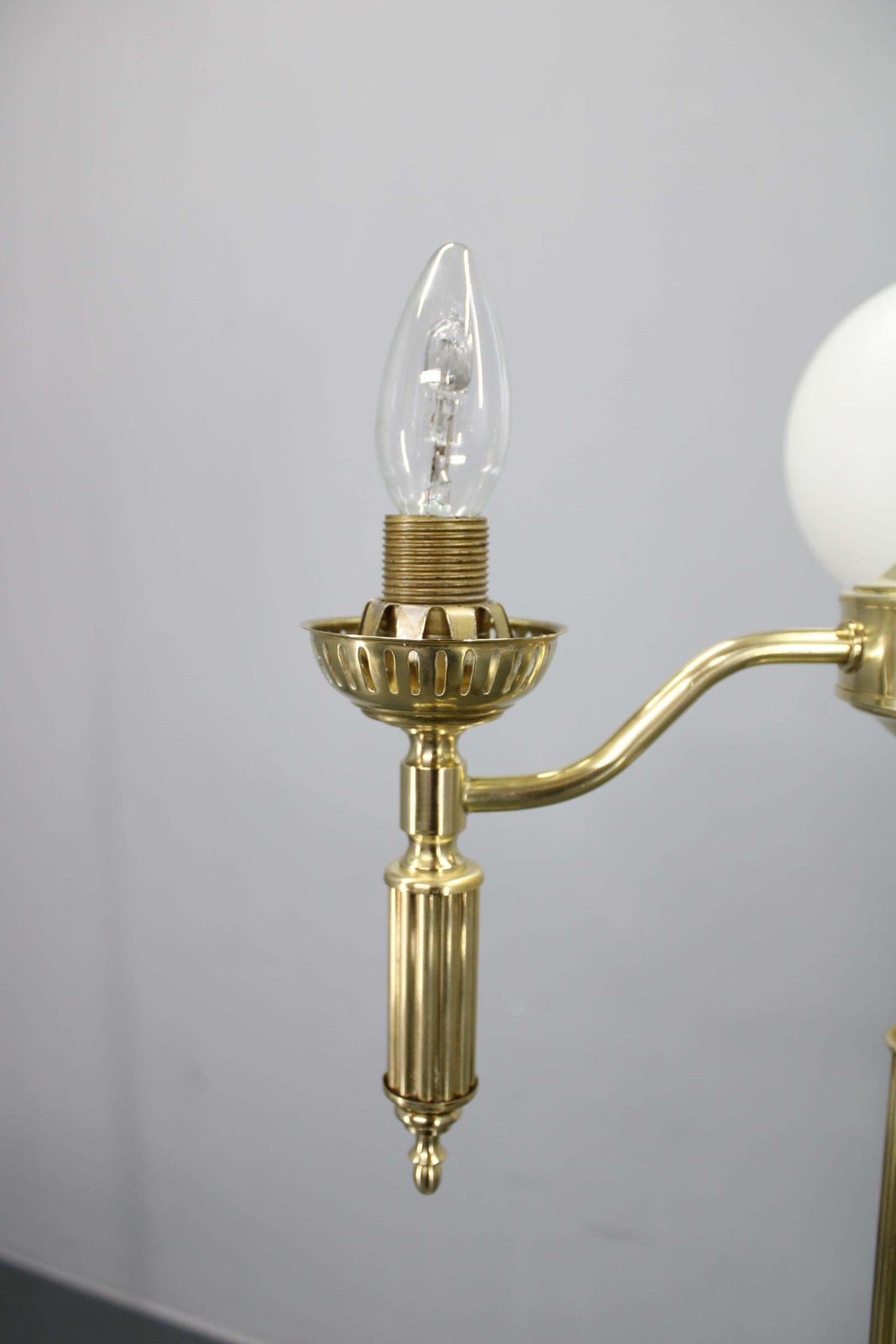 photo furniture 1970s Czechoslovak Floor Lamp In Brass With Milky Glass Shades