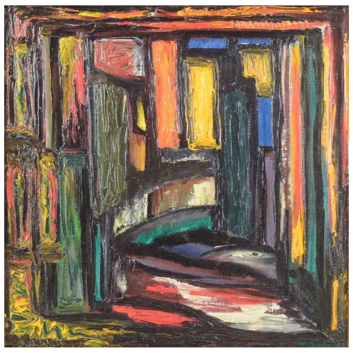 Tord Petter Berlin, Swedish Artist. Oil On Canvas. Abstract Composition.
