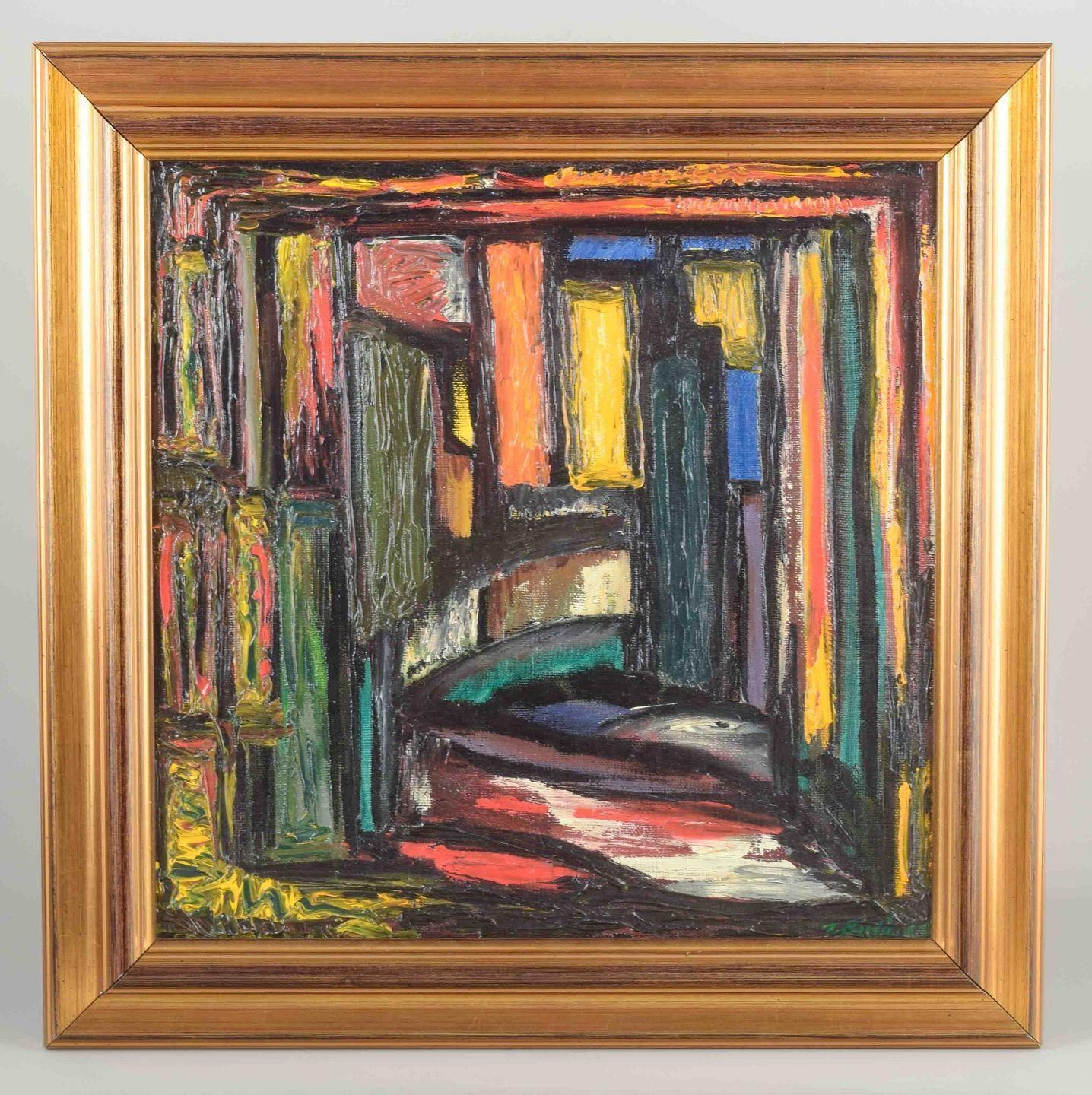 Tord Petter Berlin, Swedish Artist. Oil On Canvas. Abstract Composition. photo furniture