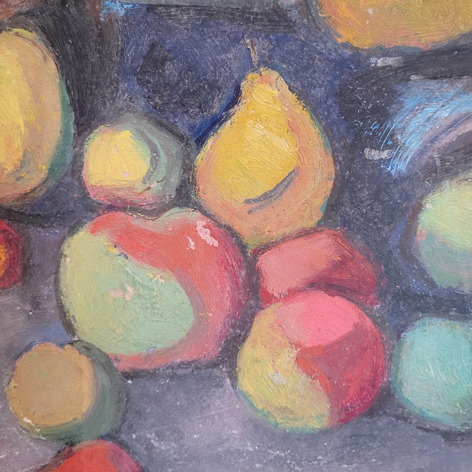 Post Impressionist Oil On Board. Tablescape Still Life. School Of Cezanne. 1950s, By Jean Perret photo vintage