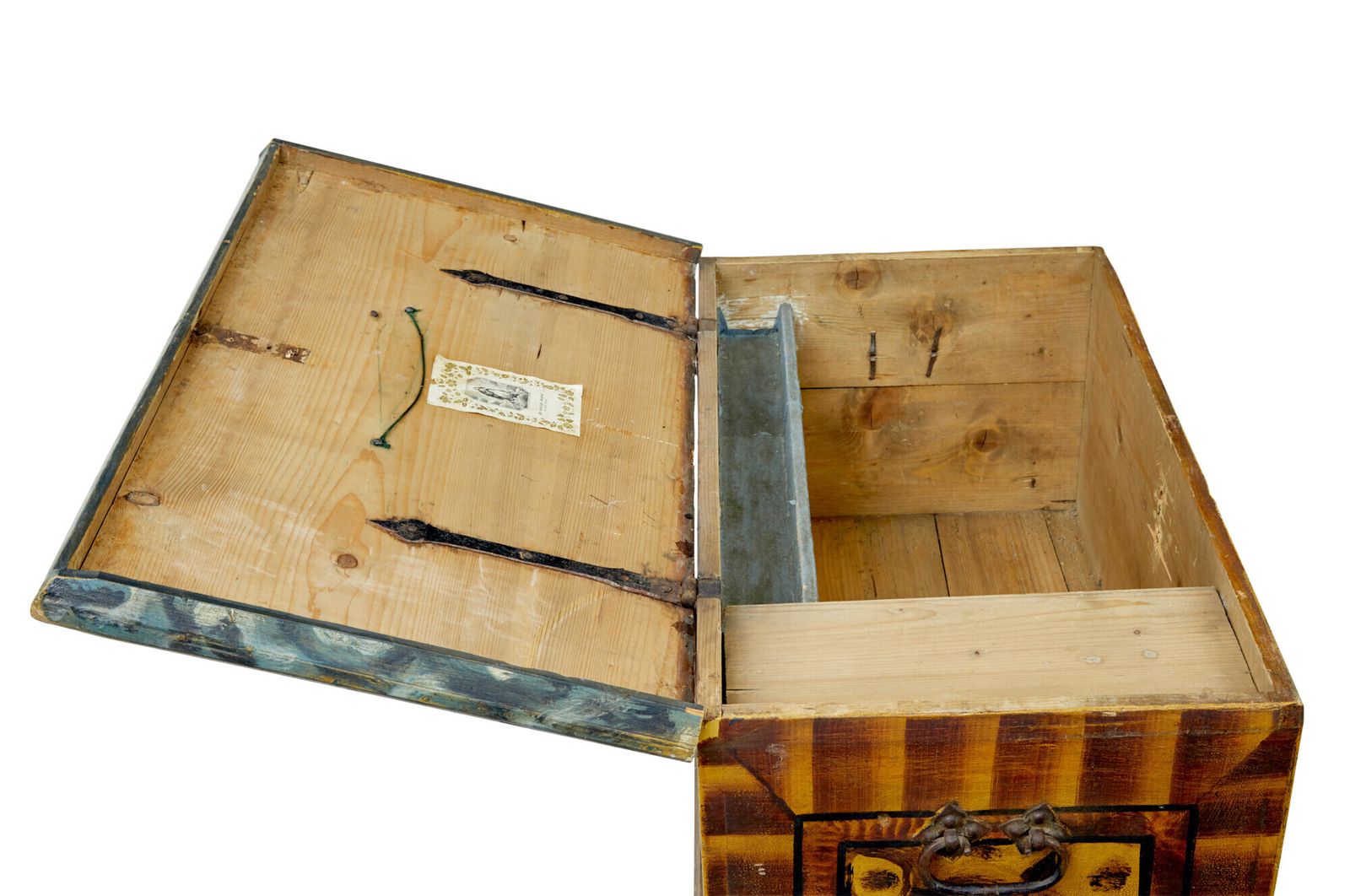 19th Century Alpine Region Hand Painted Marriage Chest photo vintage