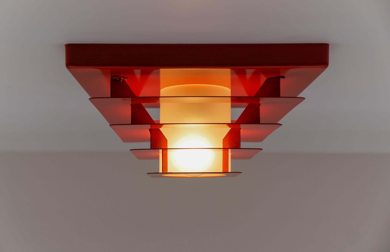 Stunning Space Age Lamp In Pyramid Shape Made Of Metal And Glass, 1960s photo 1064.0