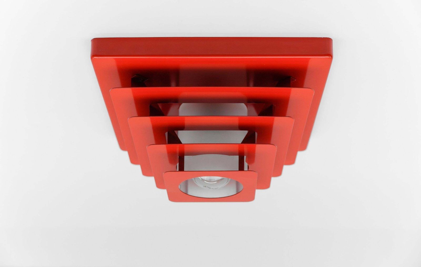 Stunning Space Age Lamp In Pyramid Shape Made Of Metal And Glass, 1960s photo vinterior