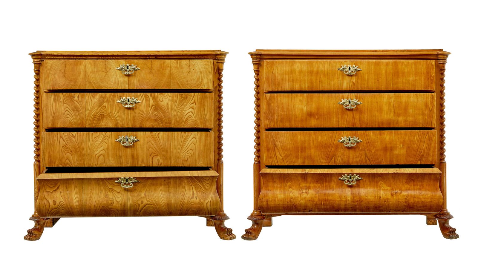 Pair Of Mid 19th Century Swedish Carved Elm Chest Of Drawers photo for sale