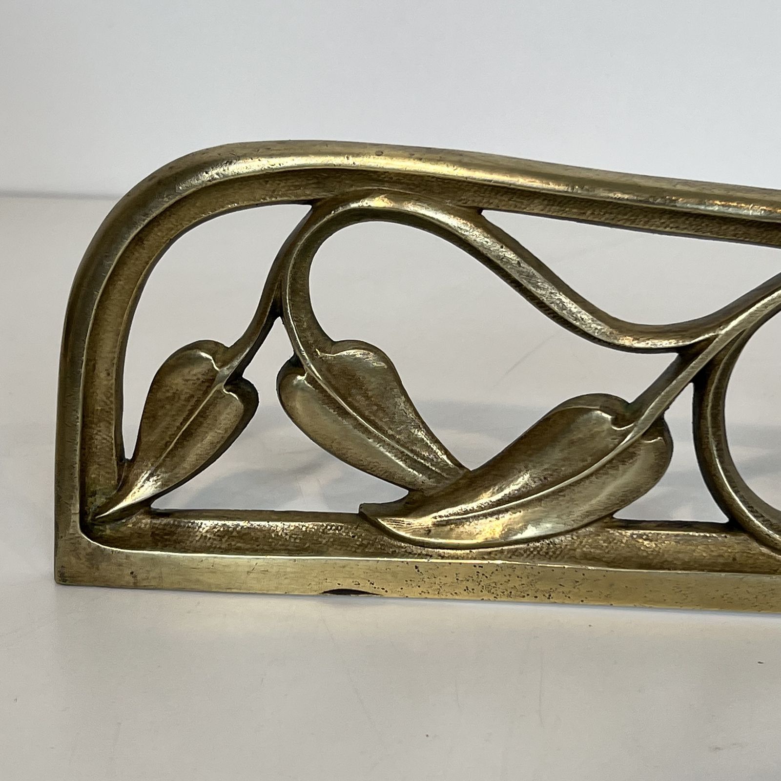 photo for sale Pair Of Art Nouveau Bronze Andirons Decorated With Flowers And Foliage