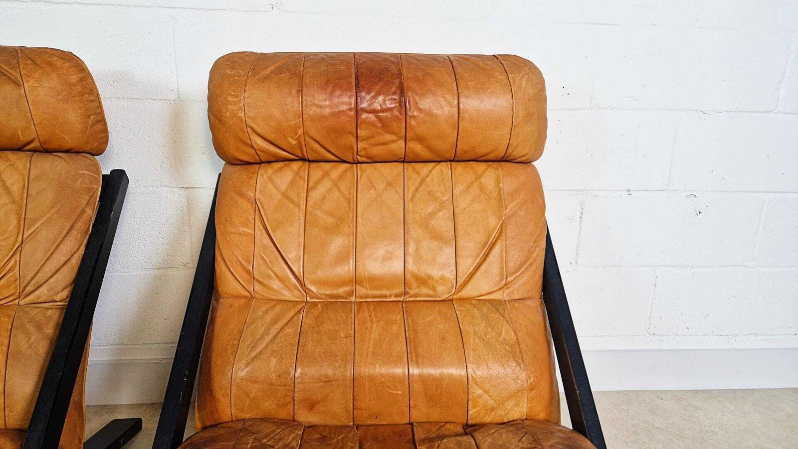 2 X Ueli Berger De Sede Vintage 1970s Danish Design Leather Easy Lounge Chairs Pg012 photo vintage