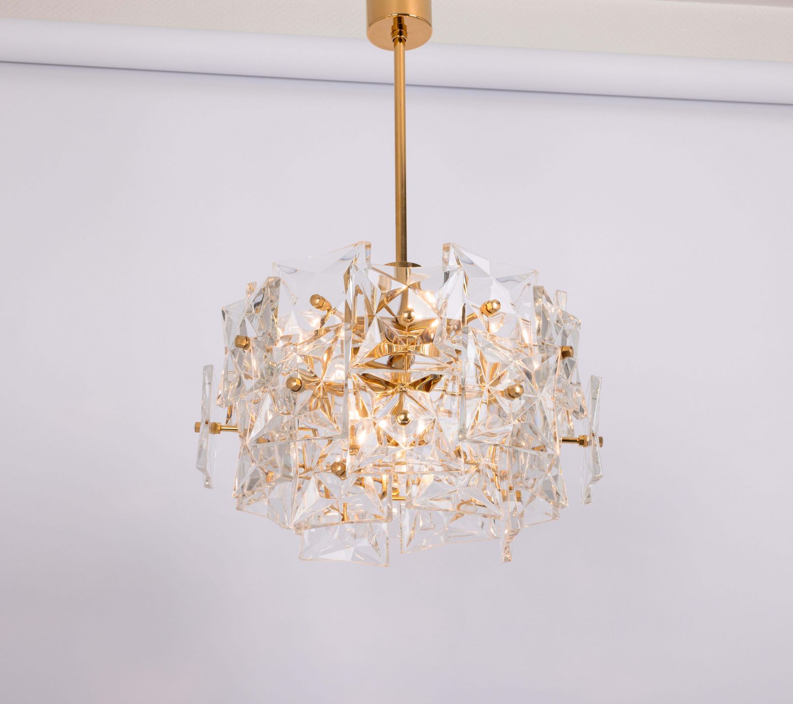 photo furniture Stunning Chandelier, Brass And Crystal Glass By Kinkeldey, Germany, 1970s