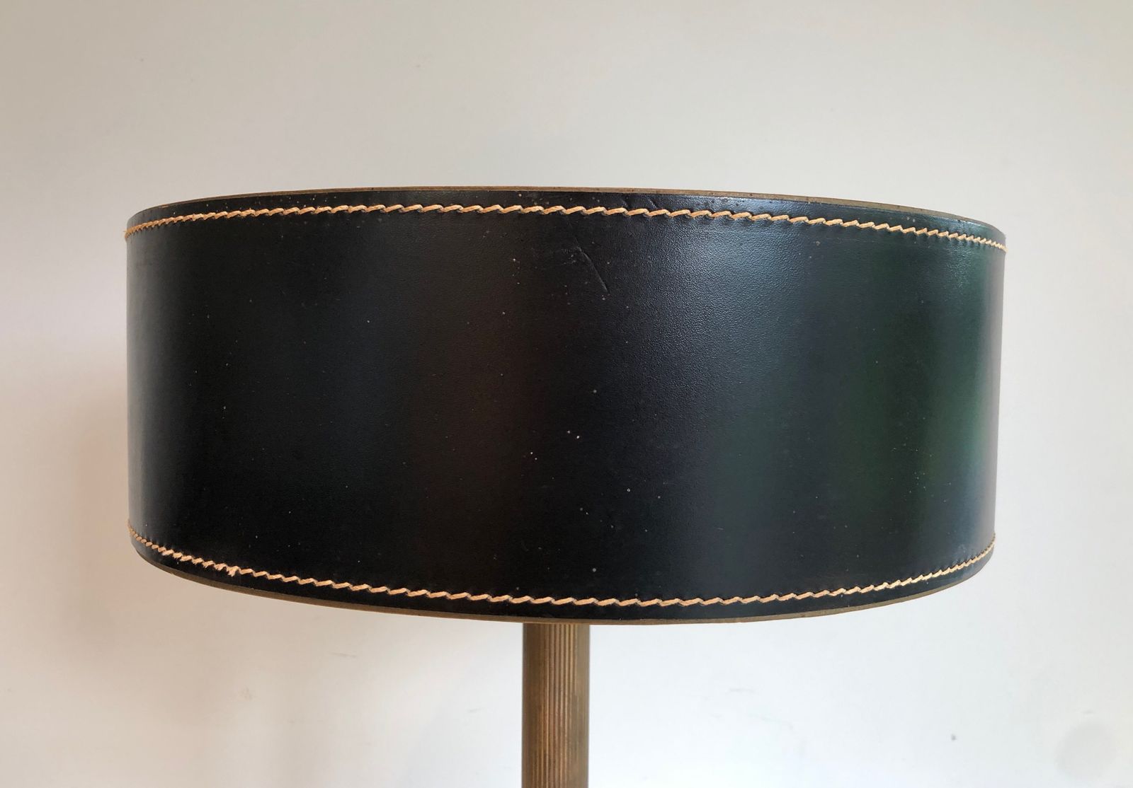 photo furniture Black Leather And Brass Desk Lamp In The Style Of Jacques Adnet