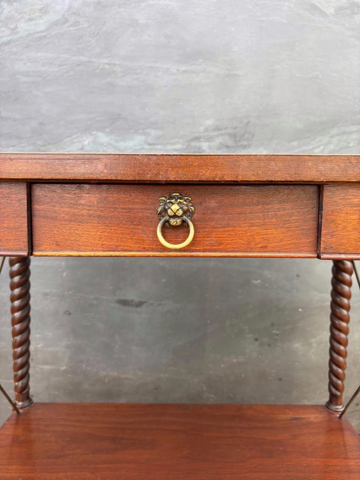 English Jacobean Revival Barley Twist Side Table With Drawer, Early 20th Century photo furniture