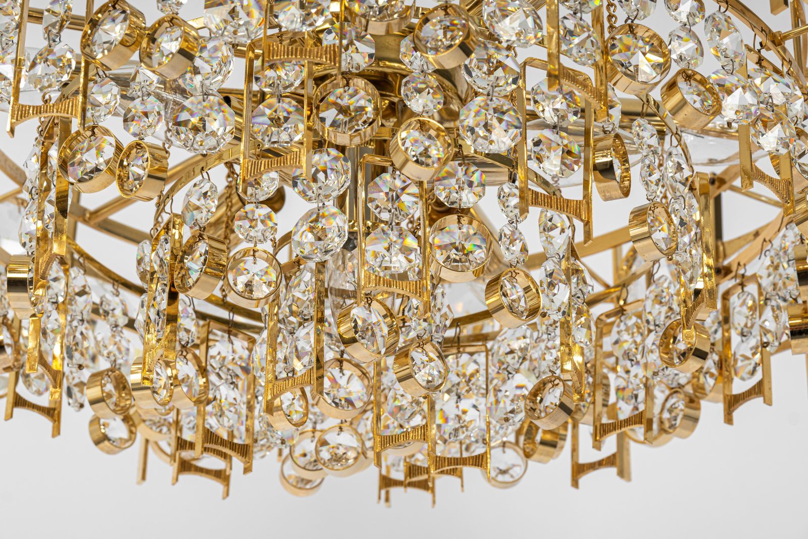 Large Gilt Brass And Crystal Chandelier, By Palwa, Germany, 1970s photo 2572.0